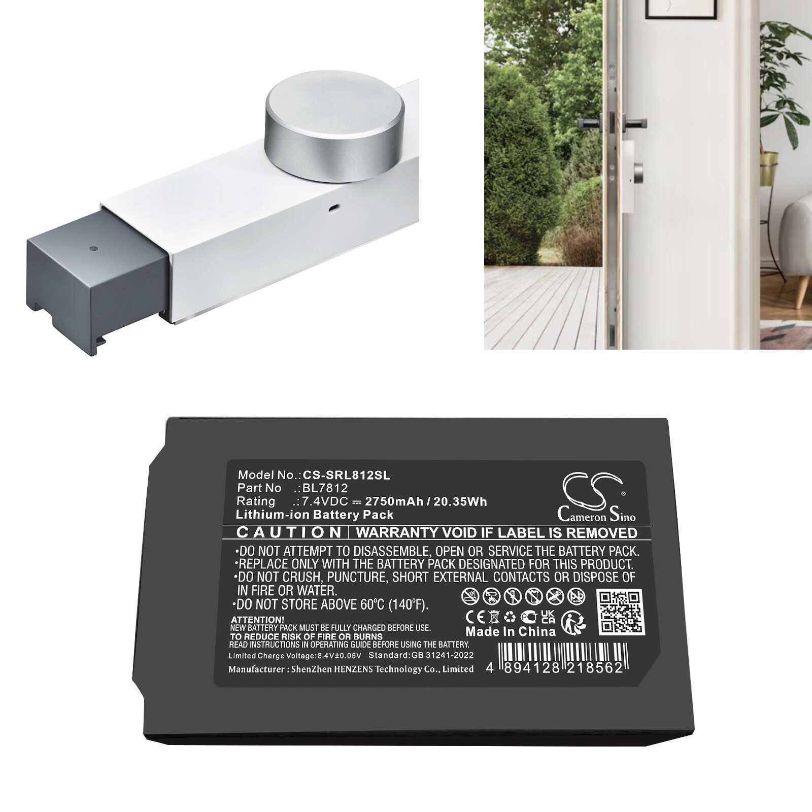 Batteri til dørlås for Somfy 1241386, Door Keeper Lock, Door Keeper Smart Connected etc.