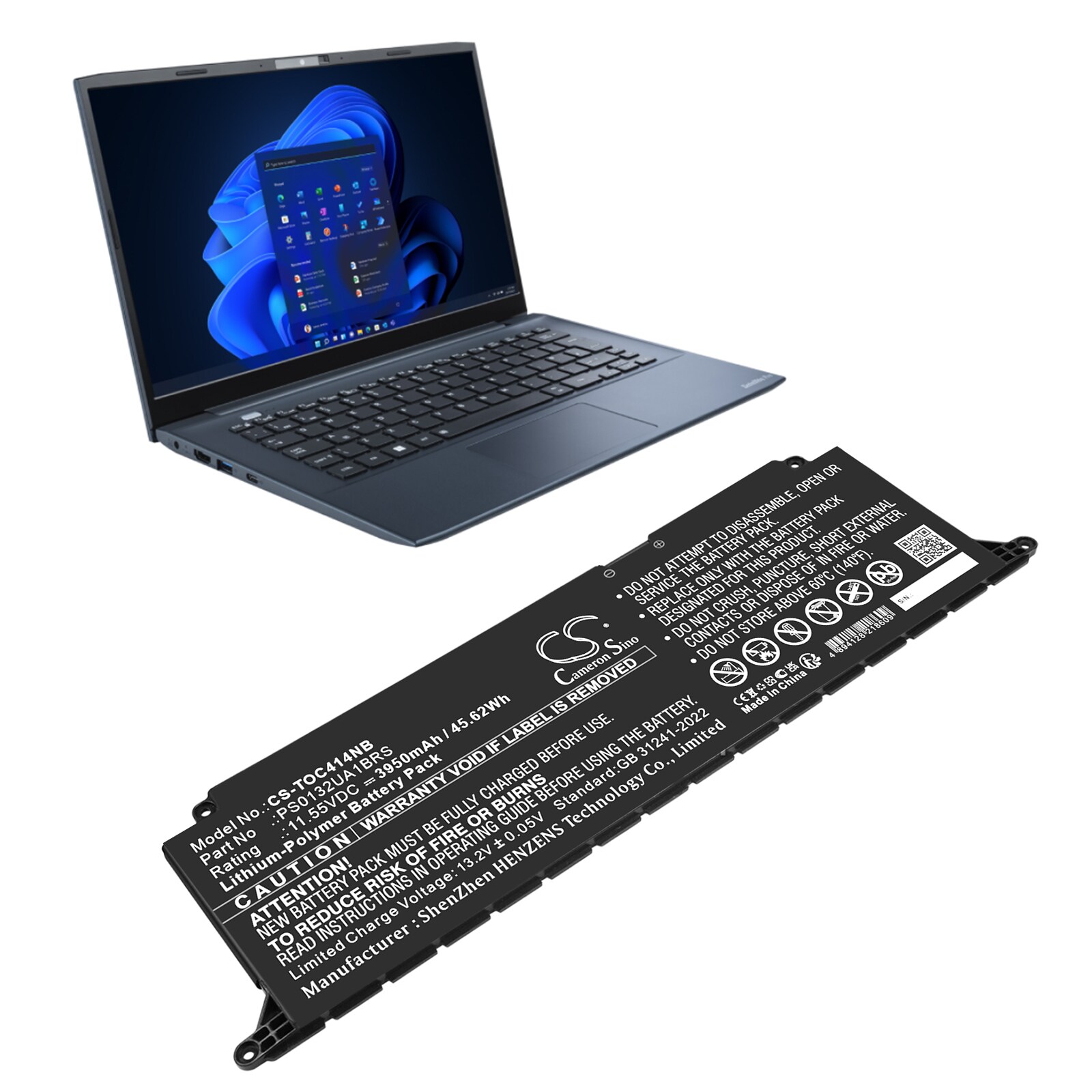Batteri til bærbar PC for Dynabook Satellite Pro C40-K-00L007 og andre