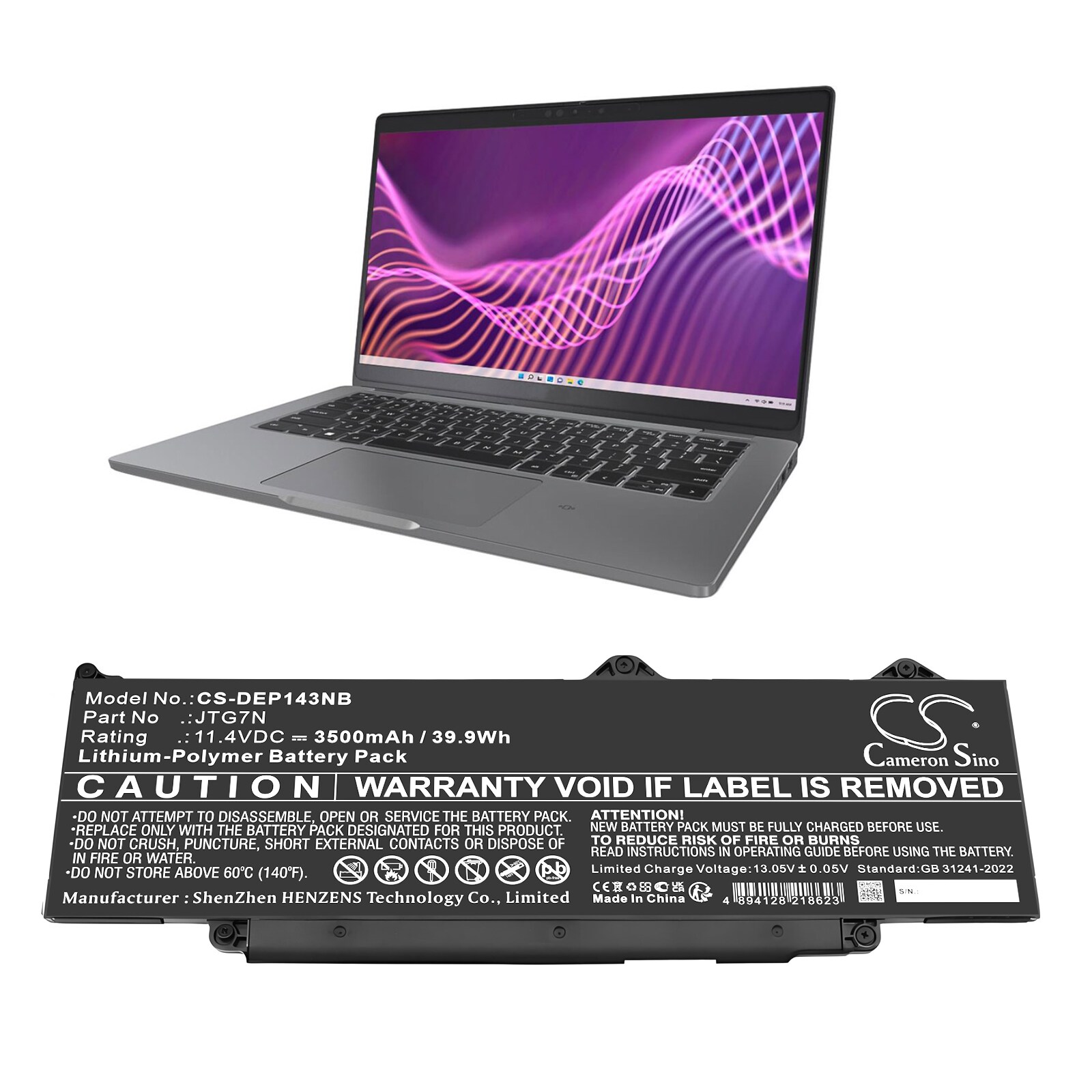 Batteri til bærbar PC for DELL Latitude 13 5340, Latitude 14 3440 DDR4 og andre.