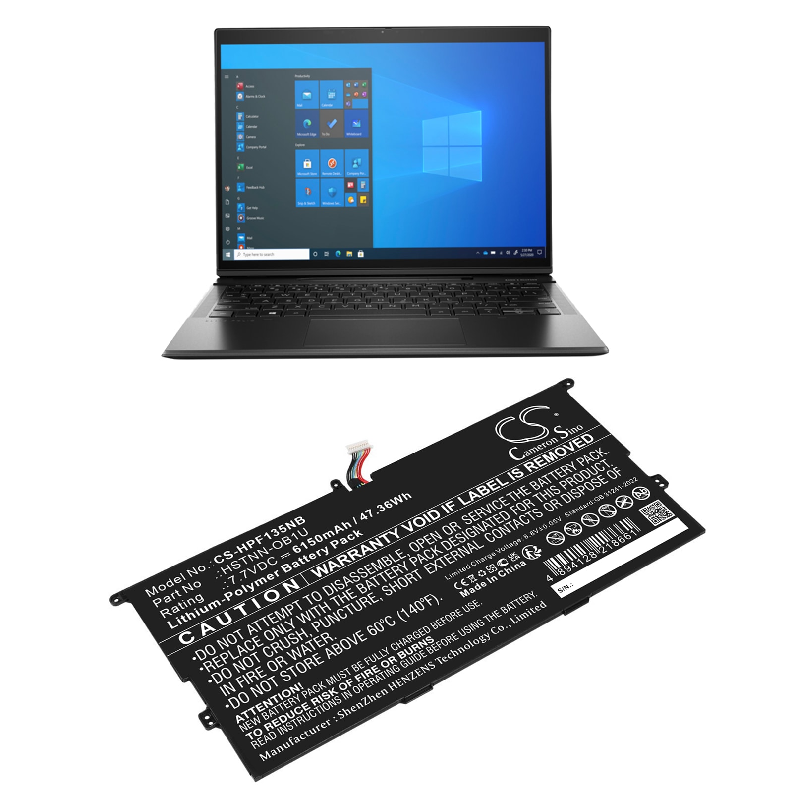 Batteri til bærbar PC for HP Elite Folio 13,5 tommer 2-i-1