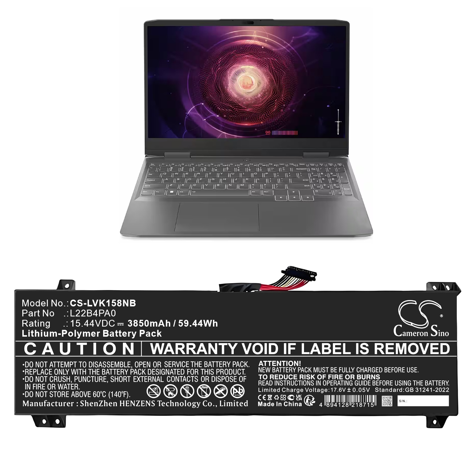 Batteri for bærbar PC for Lenovo LOQ 15APH8 82XT0002US og andre.
