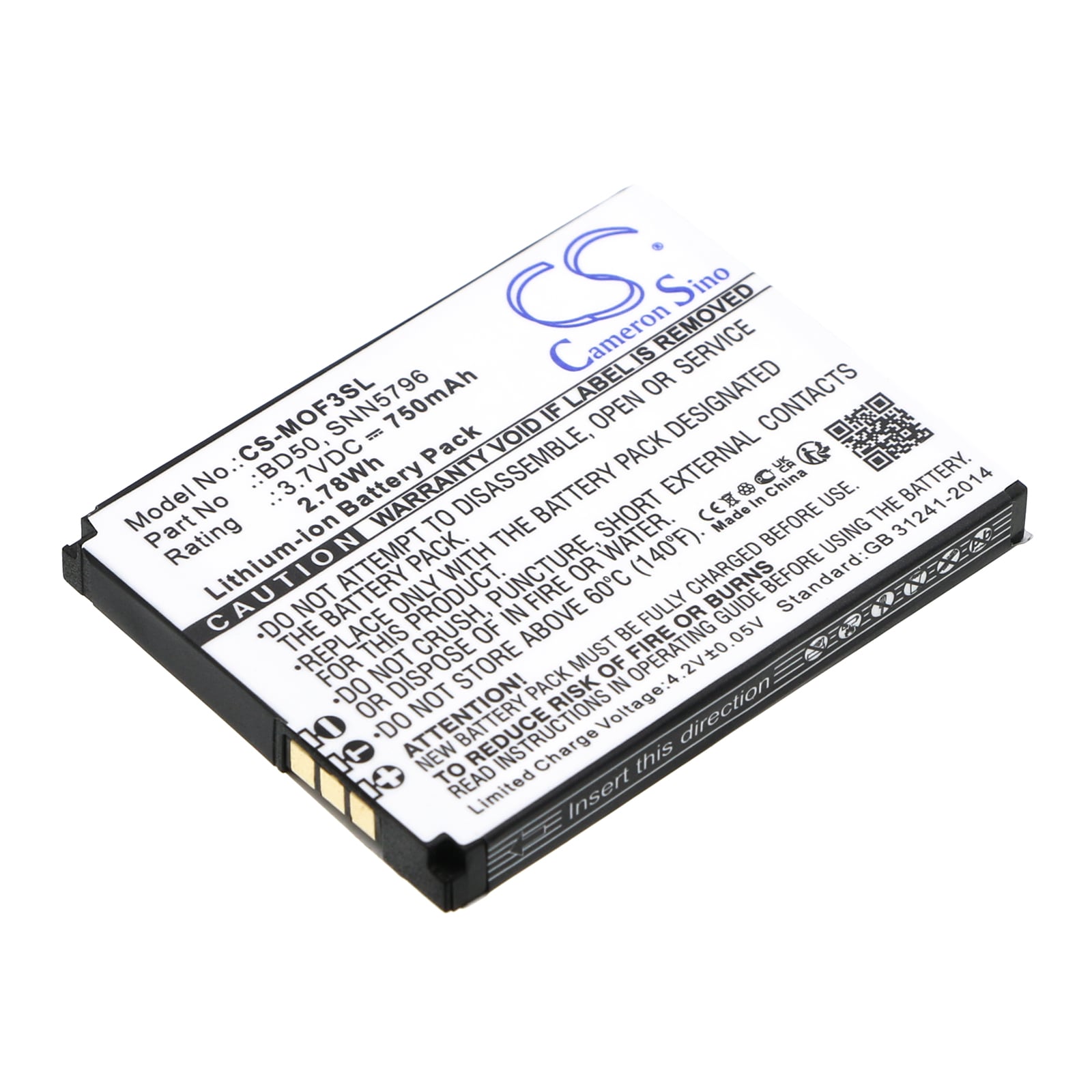 Batteri for SmartPhone, mobil for Motorola F3, F3C, EM325 og andre.