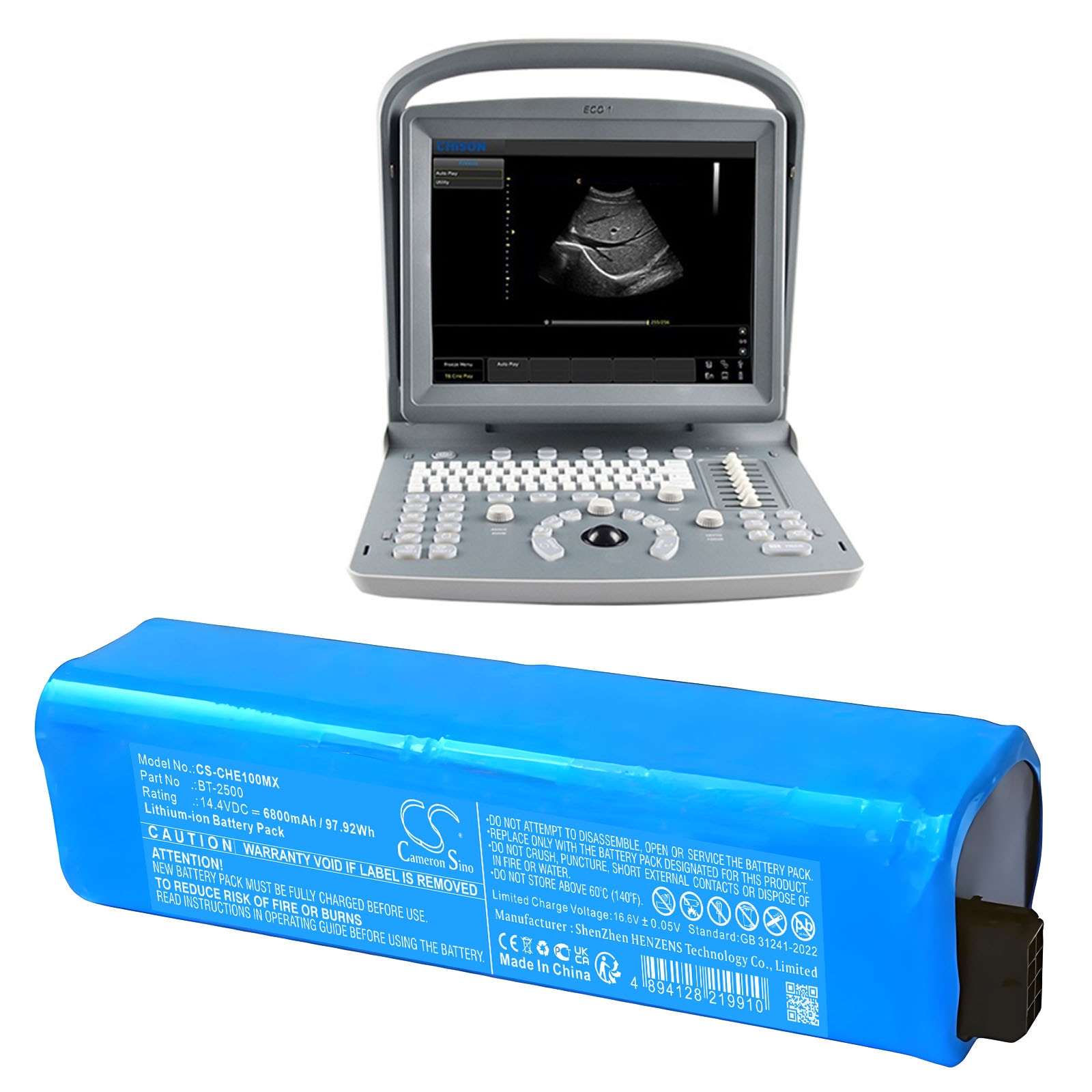 Batteri for medisinsk bruk for Chison ECO 1, ECO 1 Portable Ultrasound, ECO 2 og andre.