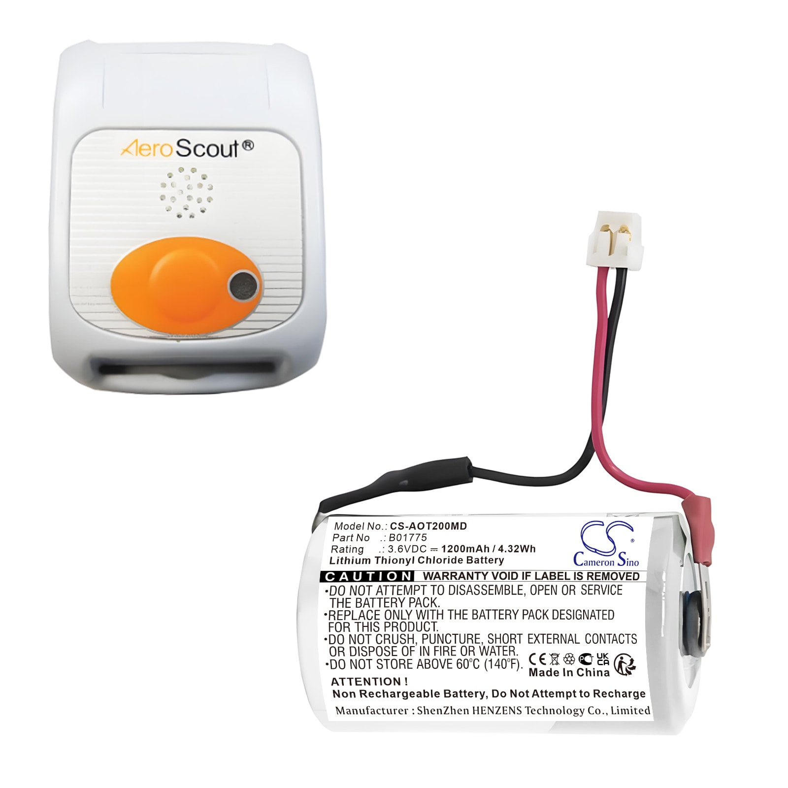 Batteri for medisinsk bruk for AeroScout 24, 242, 243 osv.