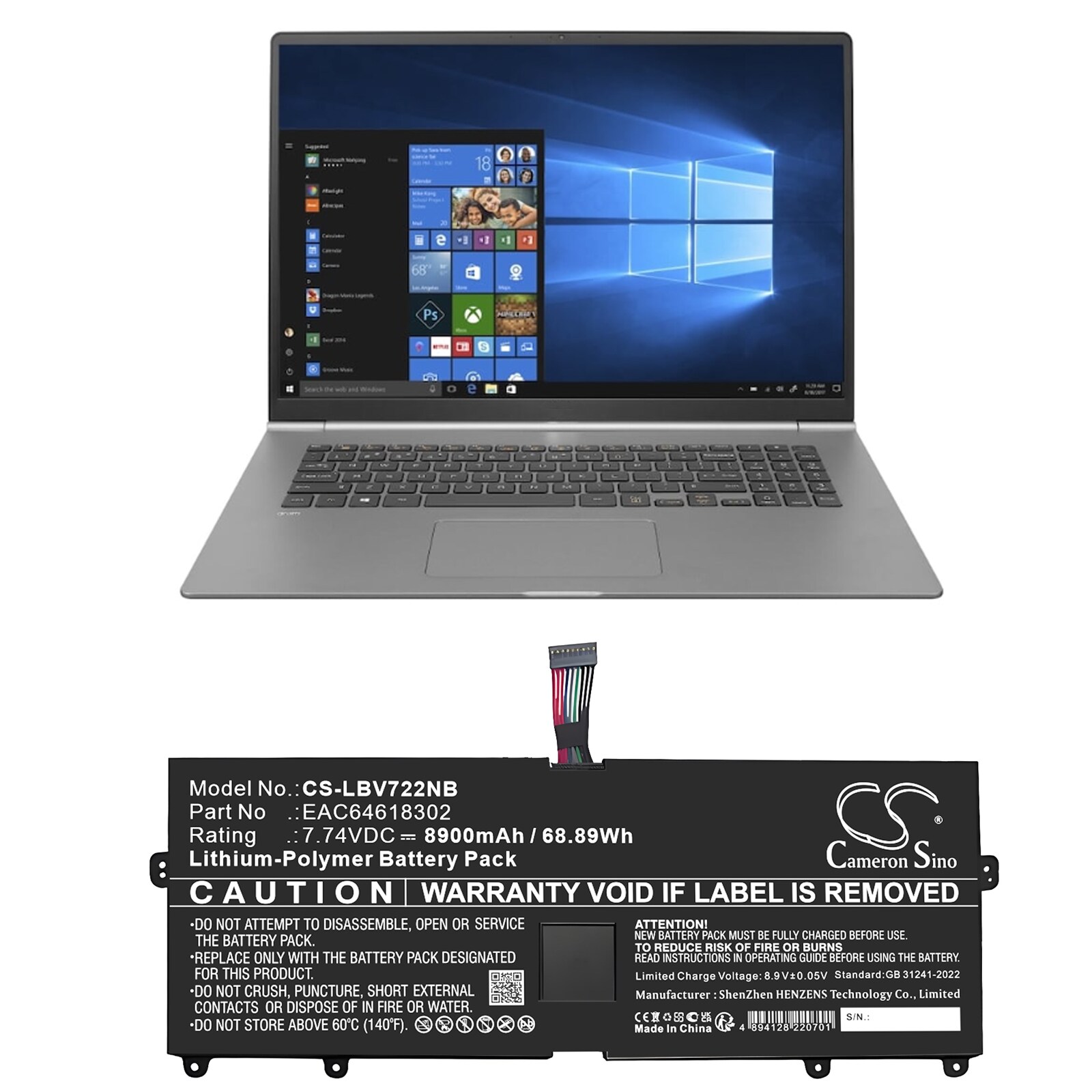 Batteri til bærbar PC for LG 15Z90N, 15Z90P, 15Z990 og andre.