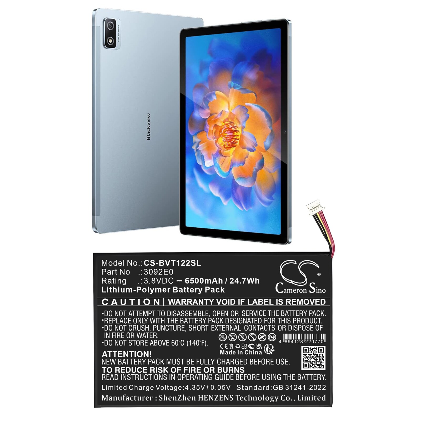 Batteri til nettbrett for Blackview Tab 12 Pro