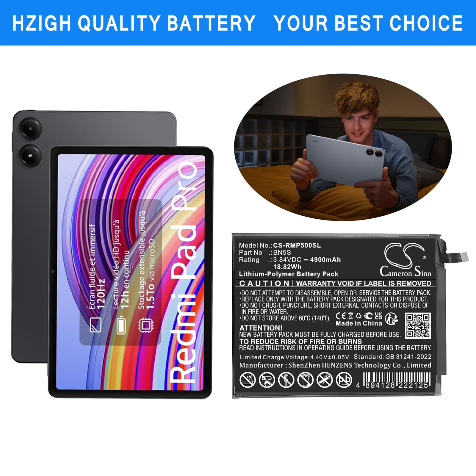 Nettbrettbatteri for Redmi Pad Pro