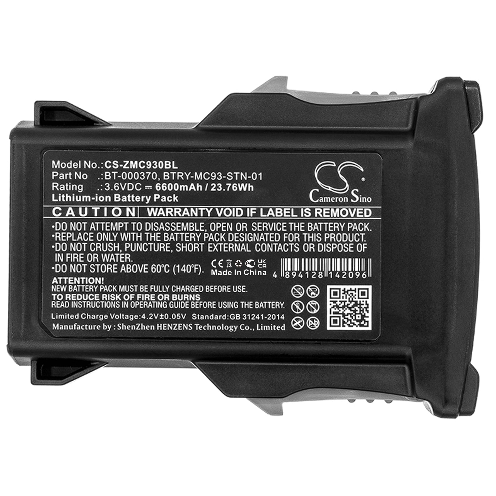 Batteri for strekkodeskanner for Zebra MC93, MC9300