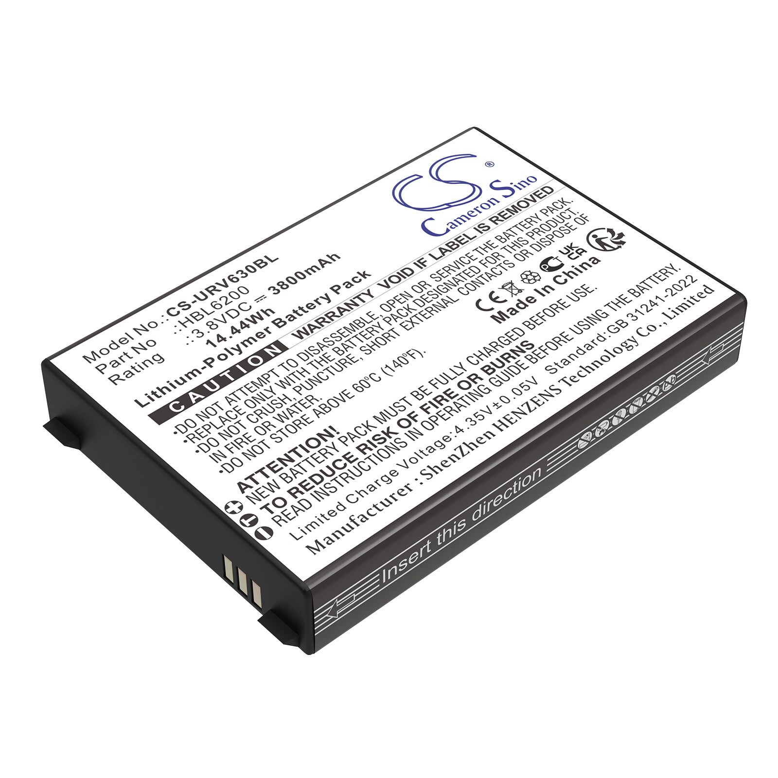 Batteri for strekkodeskanner for Urovo i6200S, i6300A, i6292S