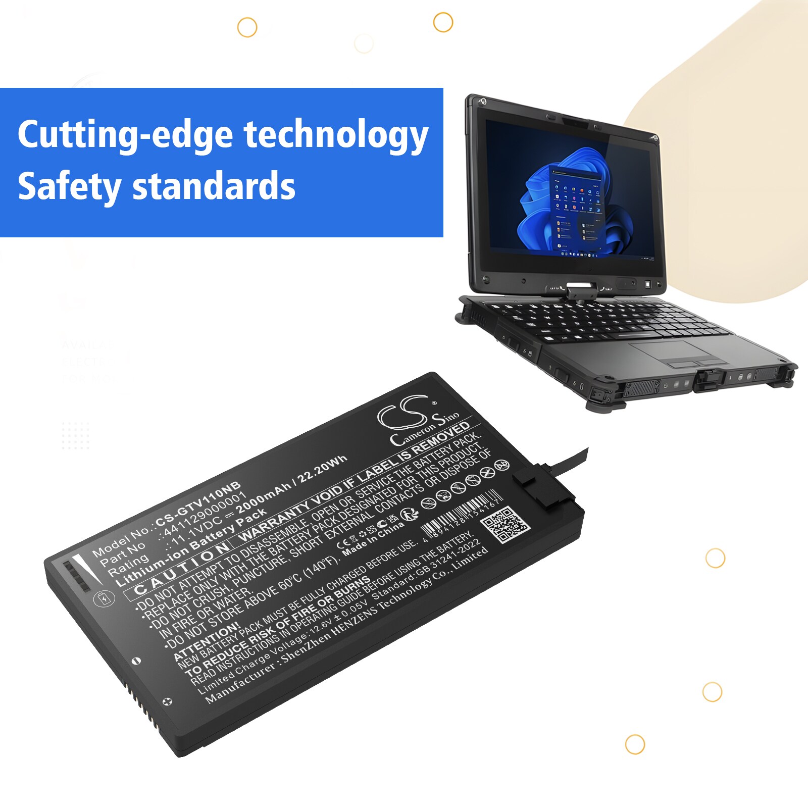 Batteri til bærbar PC for Getac V110