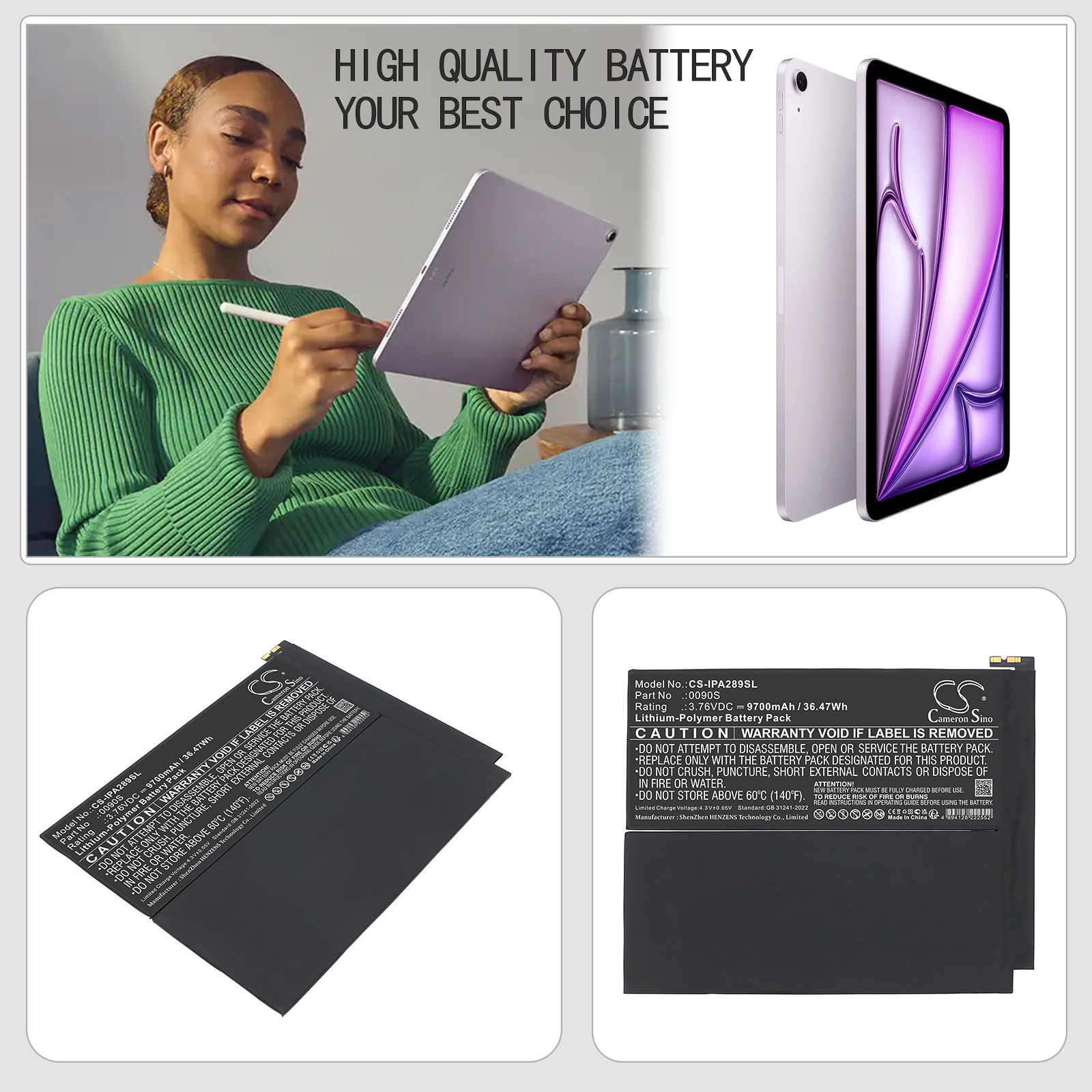 Batteri til nettbrett for Apple A2898, A2899, A2900 etc.