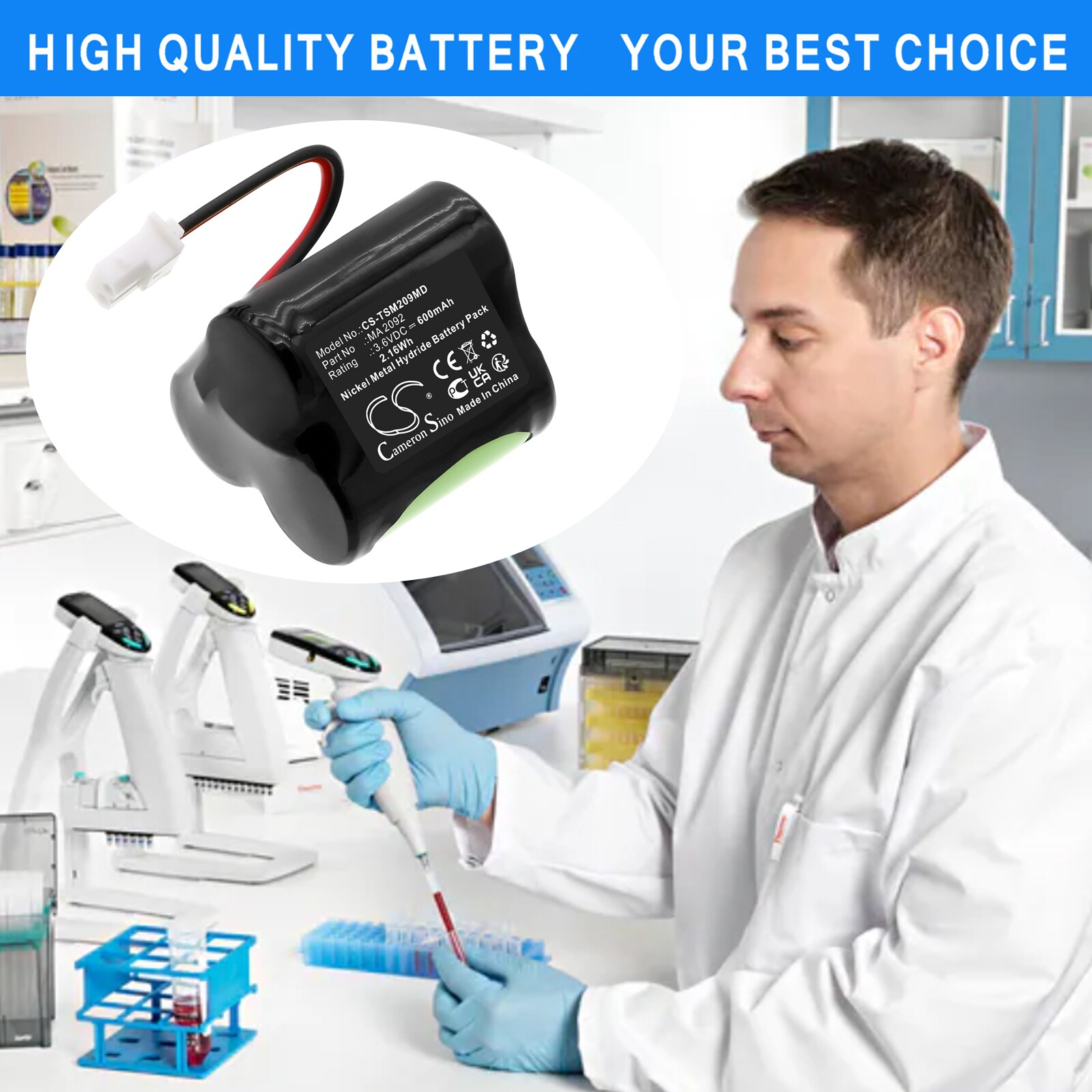 Batteri for medisinsk bruk for Thermo Scientific Impact2 Single Channel