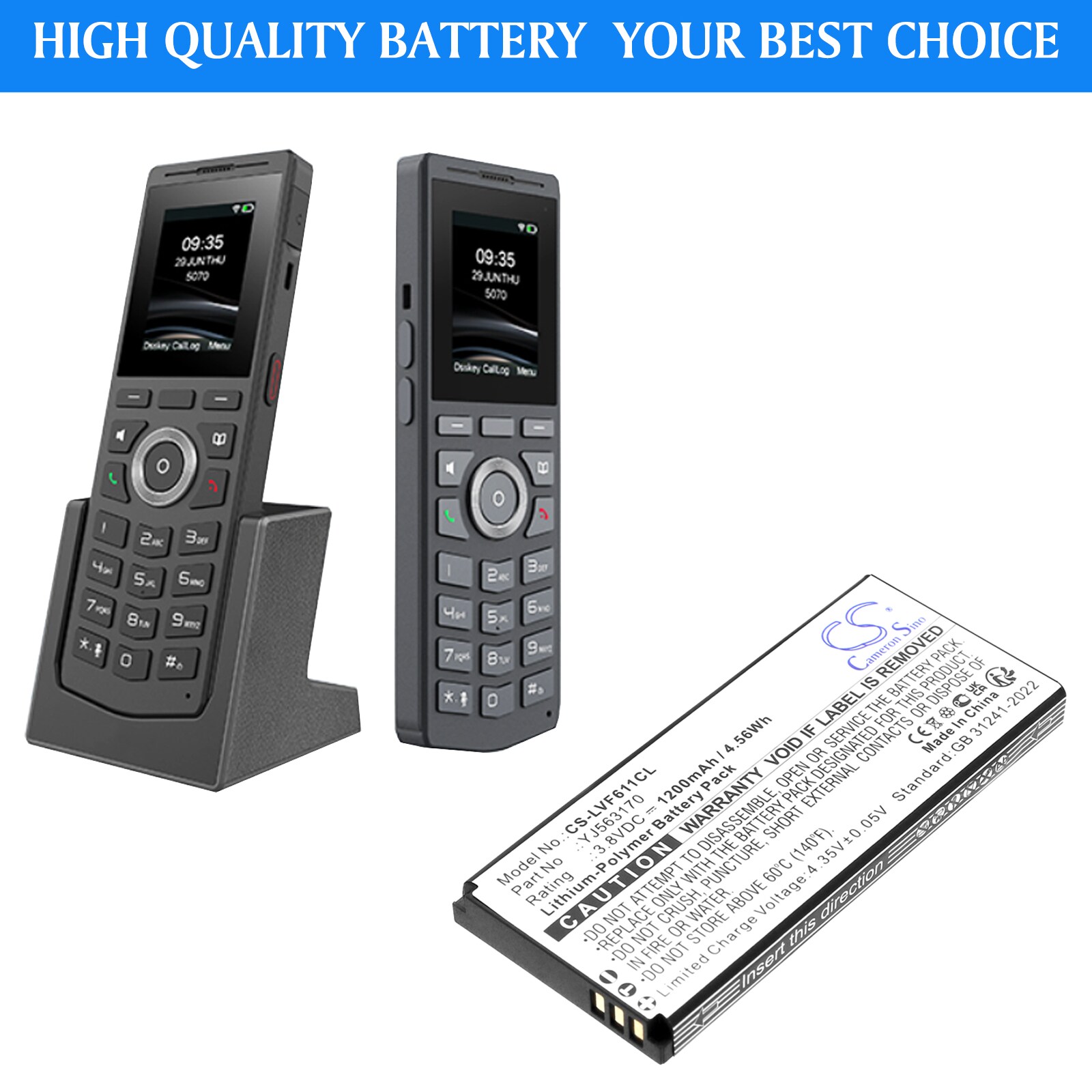 Batteri til trådløs telefon for Linkvil Fanvil W610W, Fanvil W611W