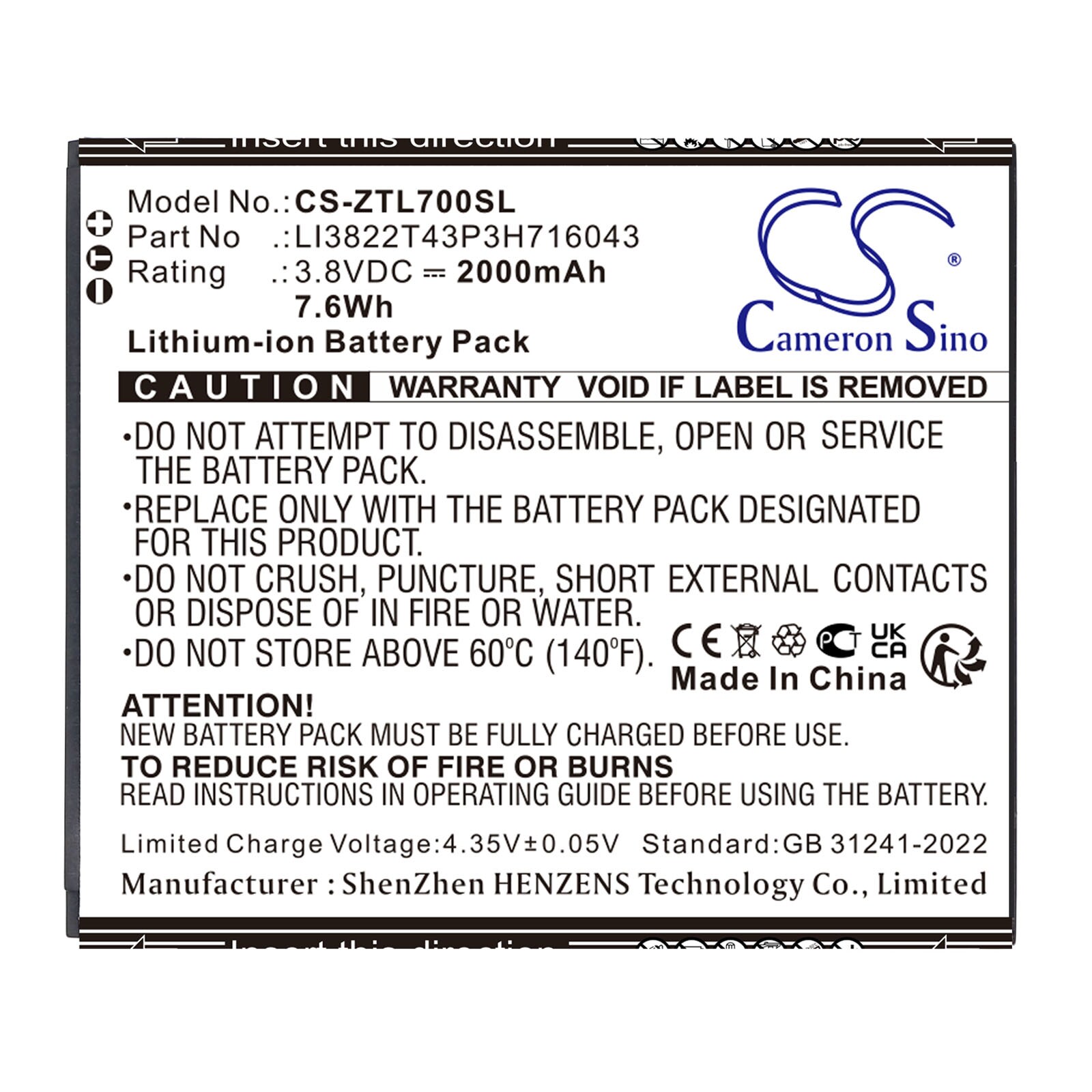 Batteri for smarttelefon, mobil for ZTE Blade A30, Blade A320, Blade L7
