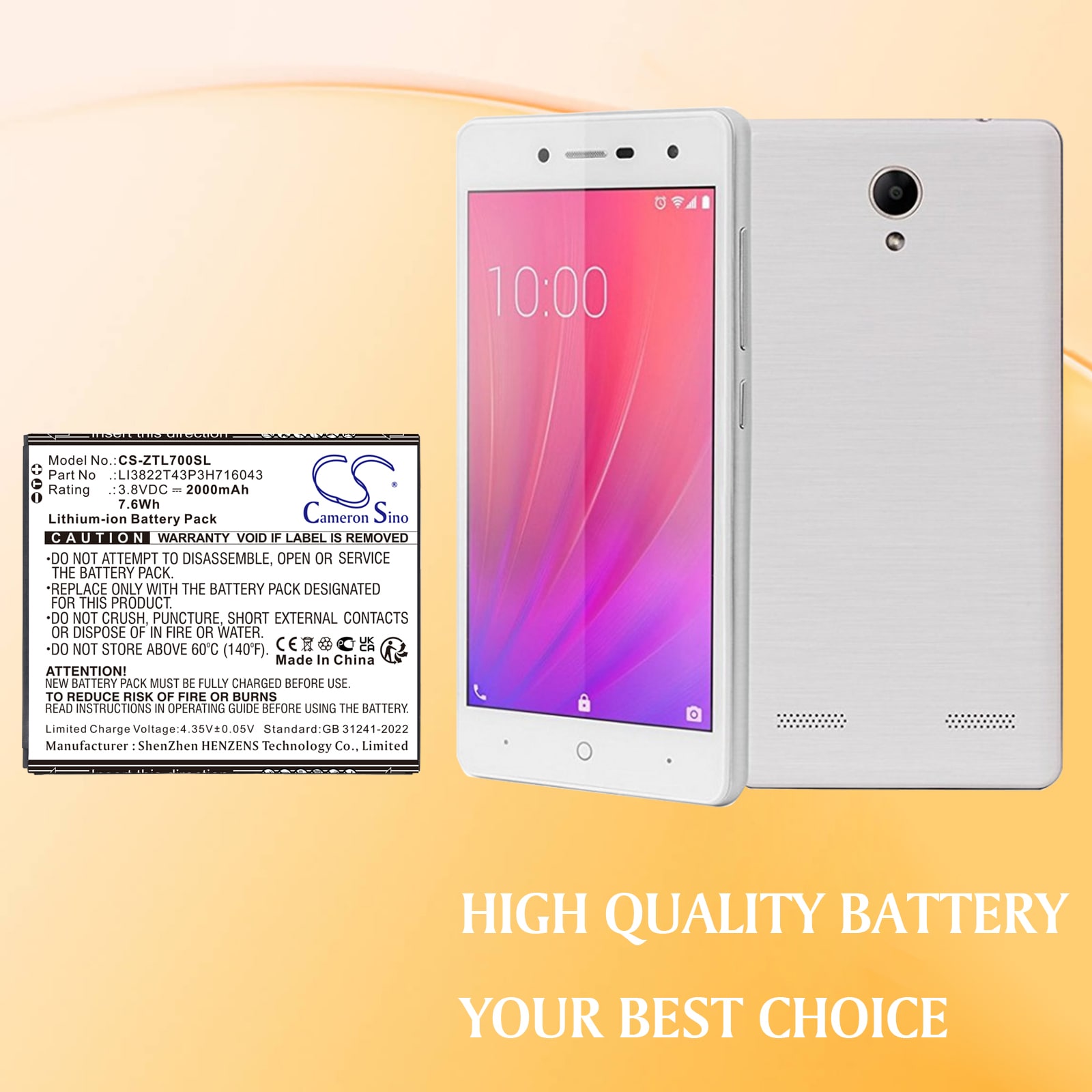Batteri for smarttelefon, mobil for ZTE Blade A30, Blade A320, Blade L7