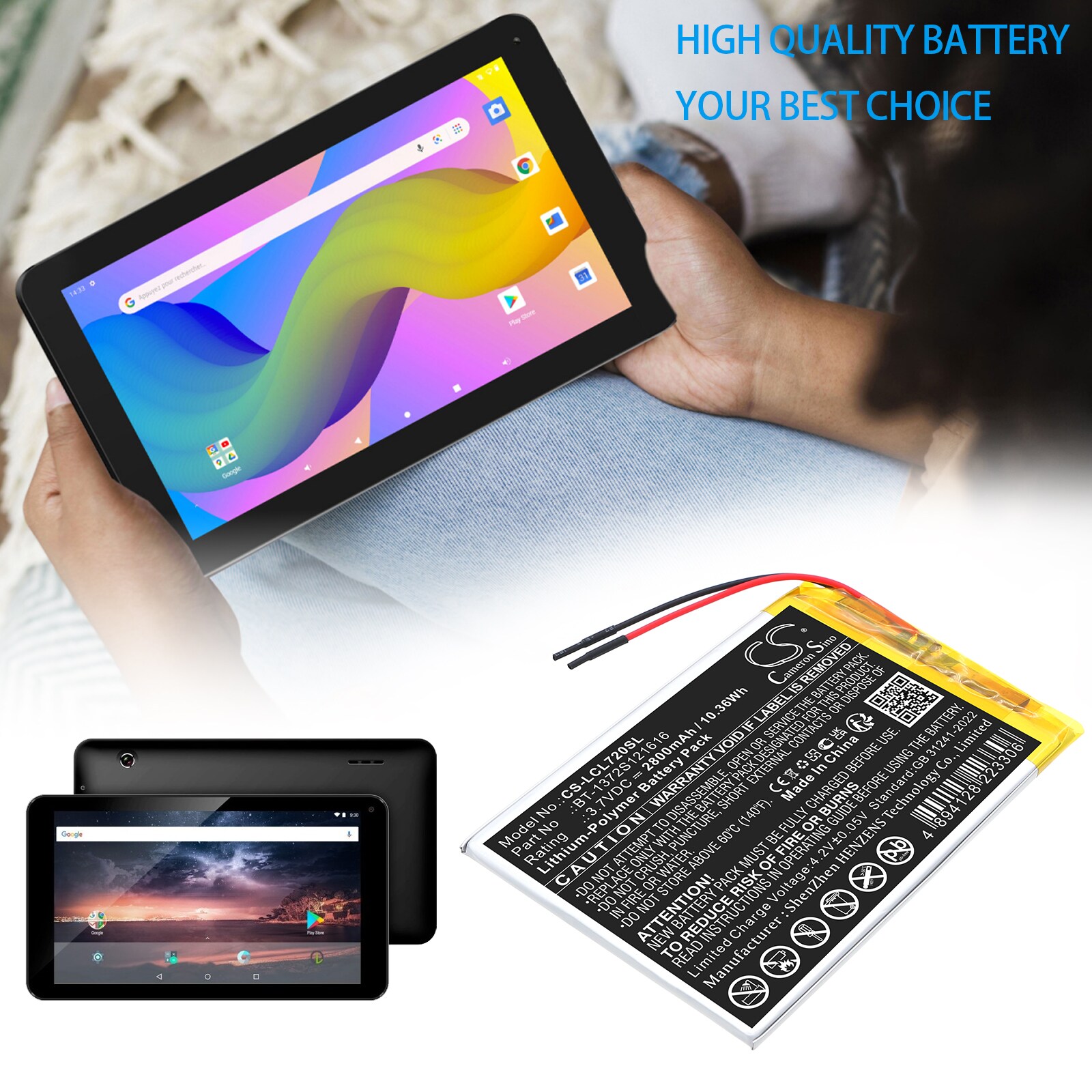 Batteri til nettbrett for Polaroid MIDS747PXE, MIDS747PXE52