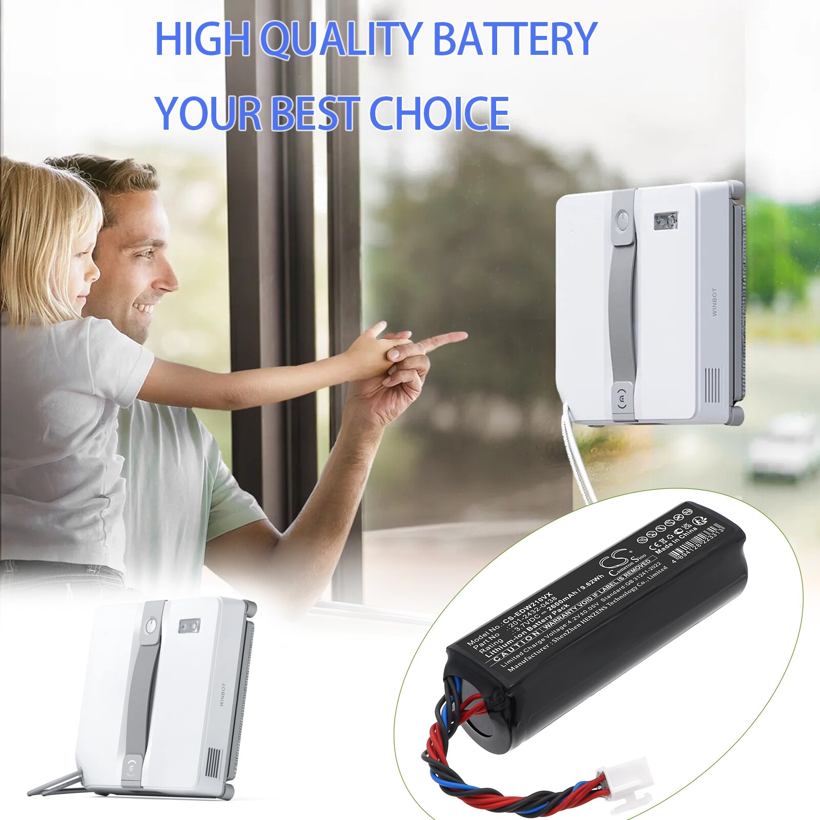 Batteri for støvsuger til Ecovacs Winbot Mini, Winbot W1S, Winbot W2 Pro