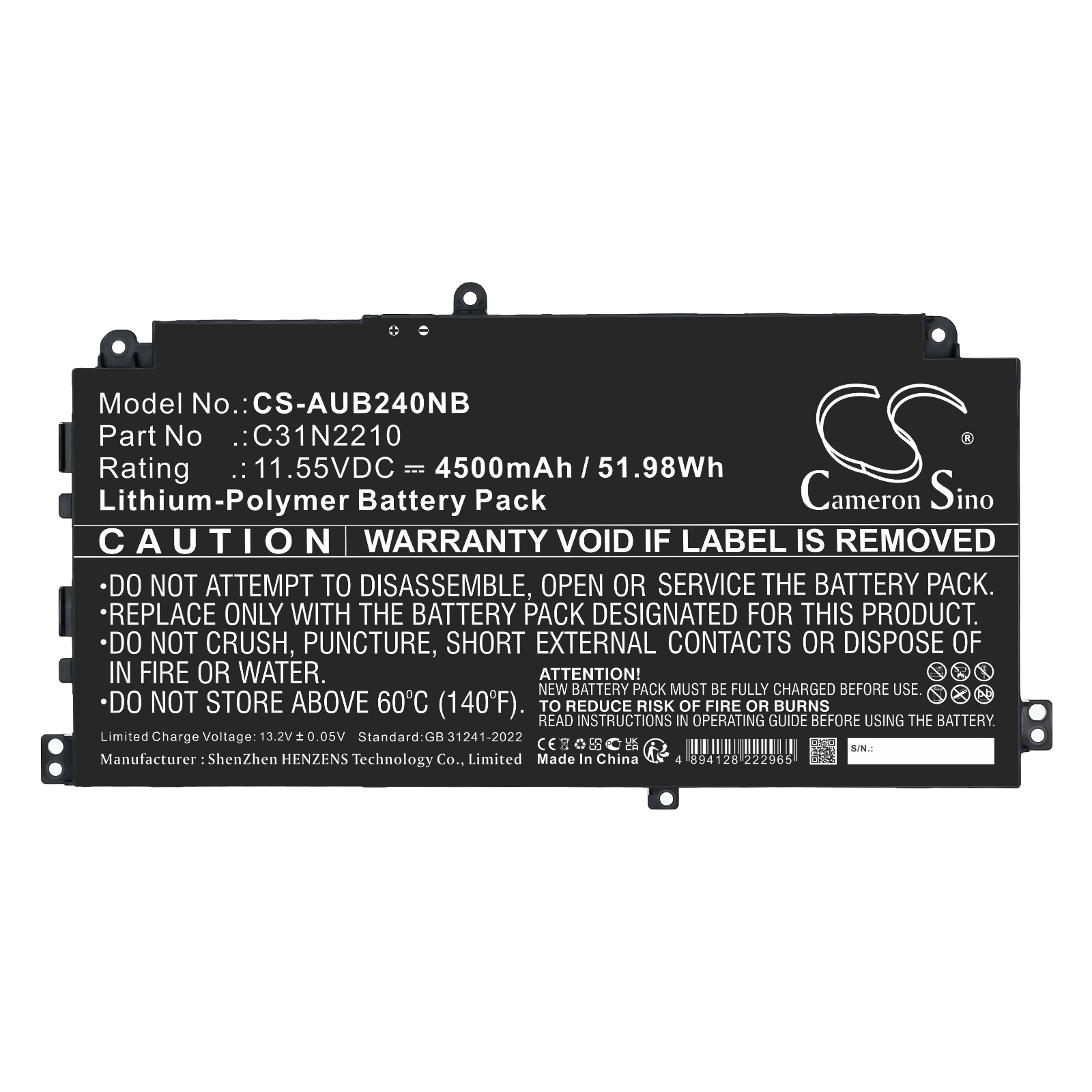 Batteri til bærbar PC for Asus B2402CVA, B2402CVA-EB0248, B2402CVA-XS74 og andre.