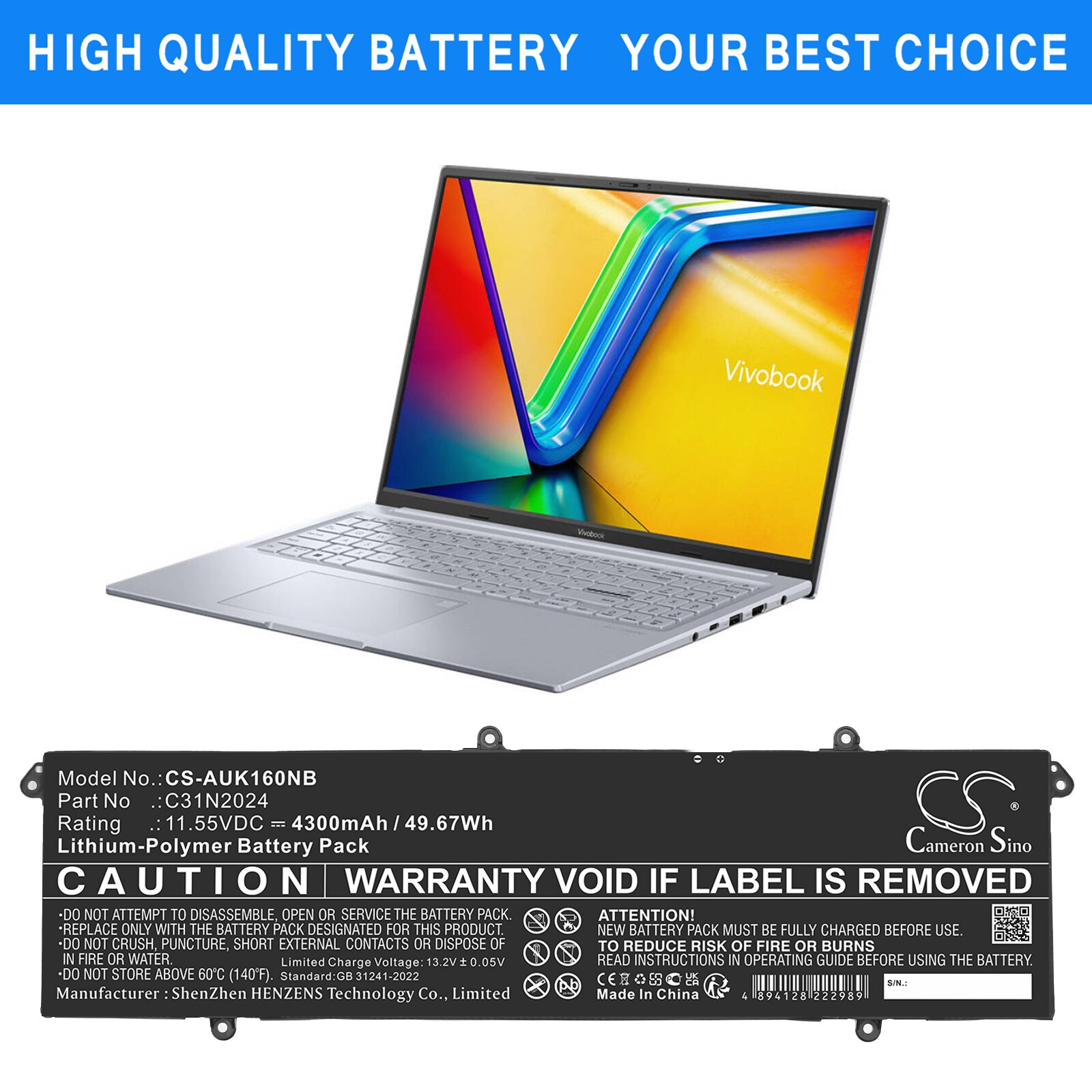 Batteri til bærbar PC for Asus VivoBook 16X K3605VC og andre.