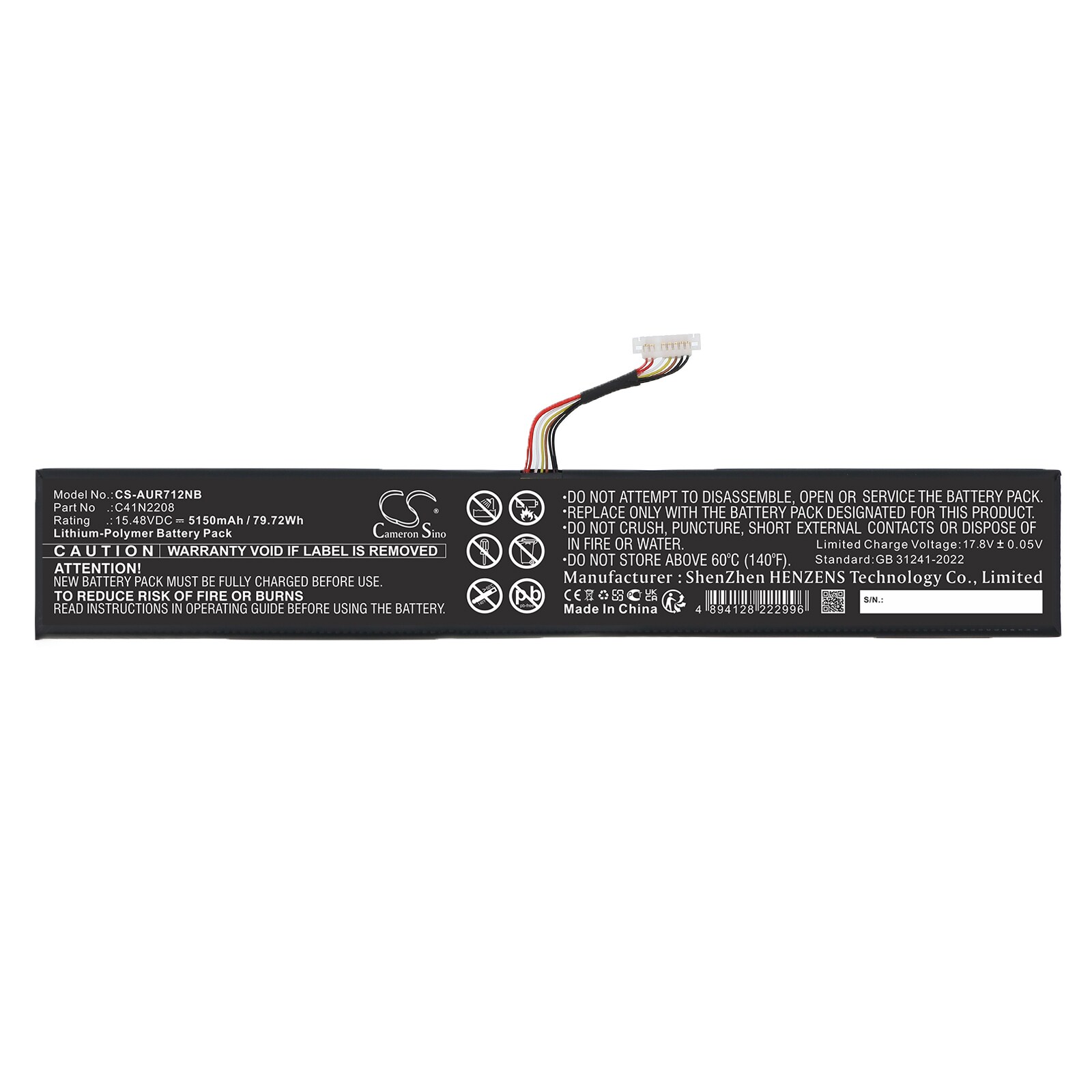 Batteri til bærbar PC for Asus RC71L-NH001W, RC71L-NH002W, RC71L-NH019W og andre.