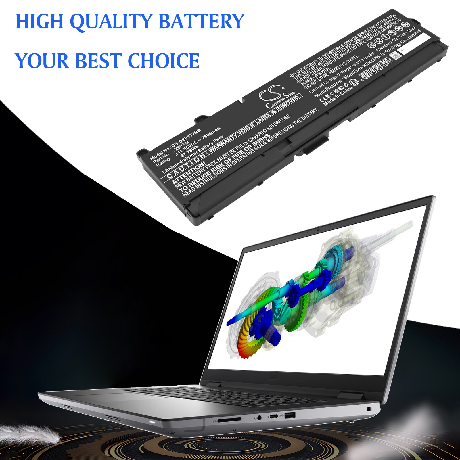 Batteri til bærbar PC for DELL Precision 17 7770, Precision 7670 Ytelse