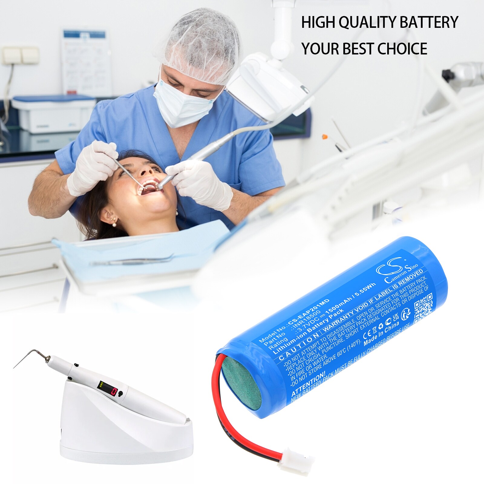 Batteri til medisinsk utstyr for endodontisk Alpha II-assistentlege