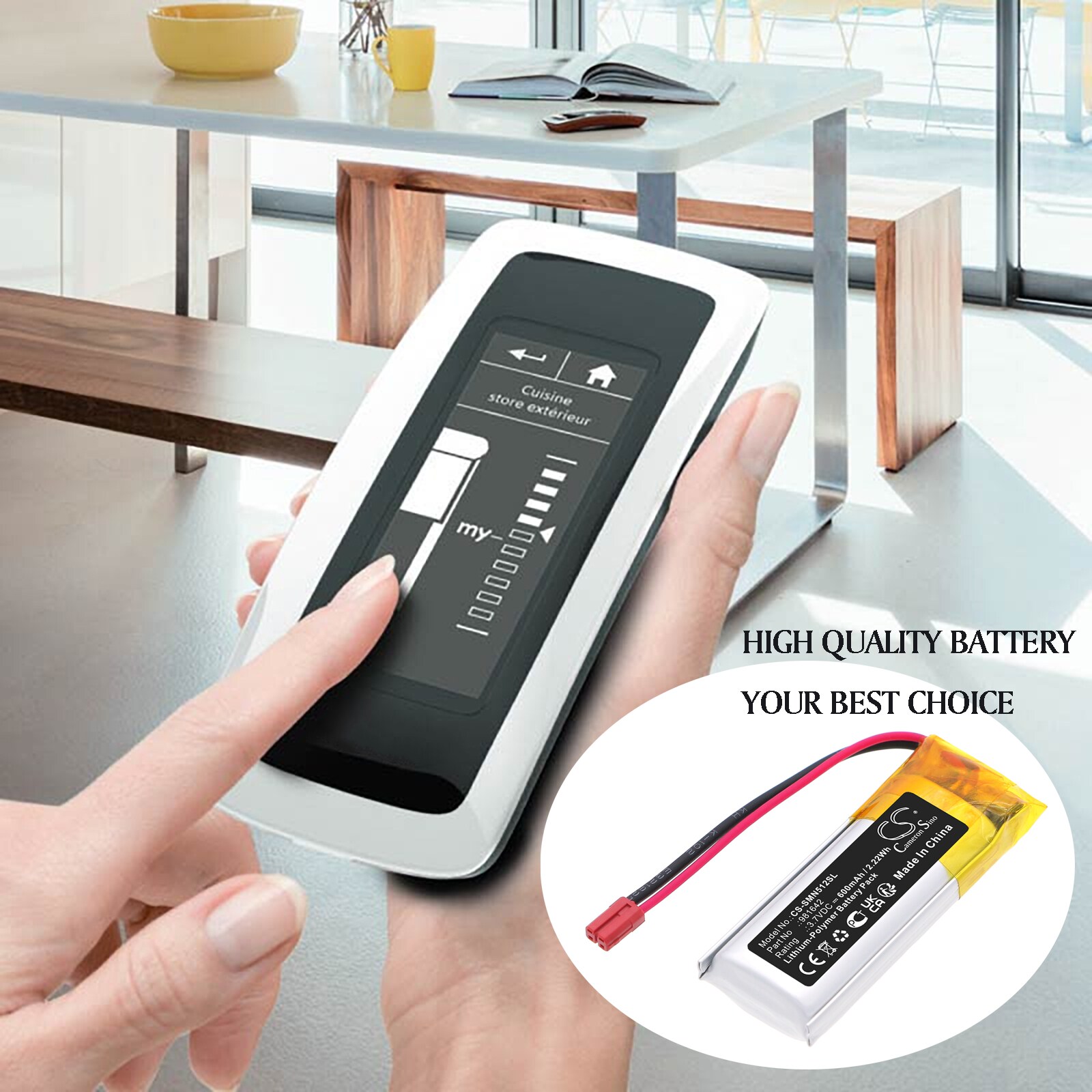 Batteri til Smart Home for Somfy 5121348B, Nina IO 1805251 Touch Display Control
