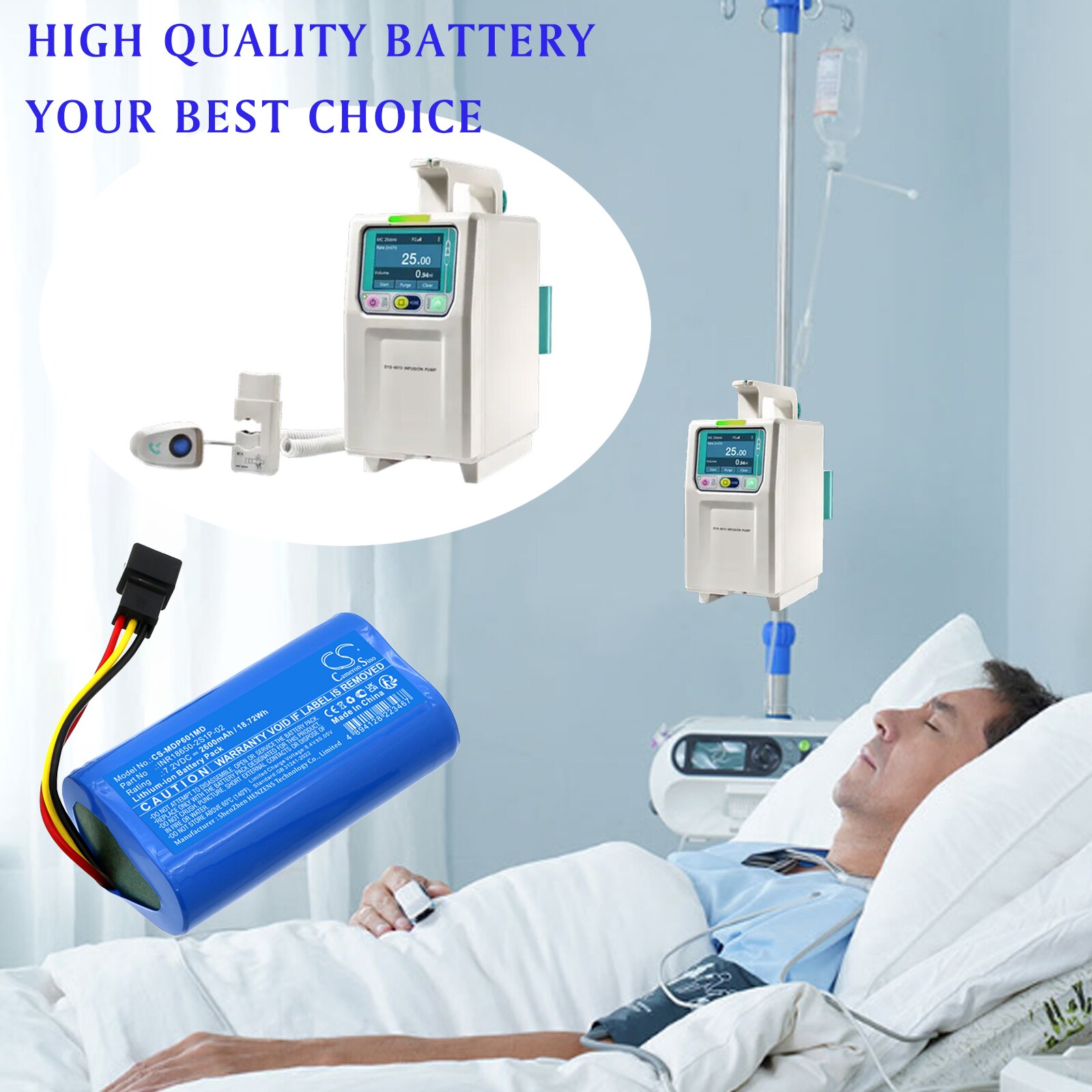 Batteri for medisinsk bruk for Medcaptain MP-60A, SYS-6010A