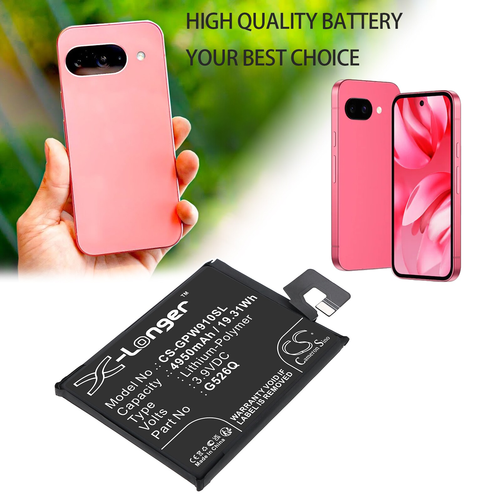 Batteri for SmartPhone, Mobil for Google G3Y12, GTF7P, GXQ96 og andre.