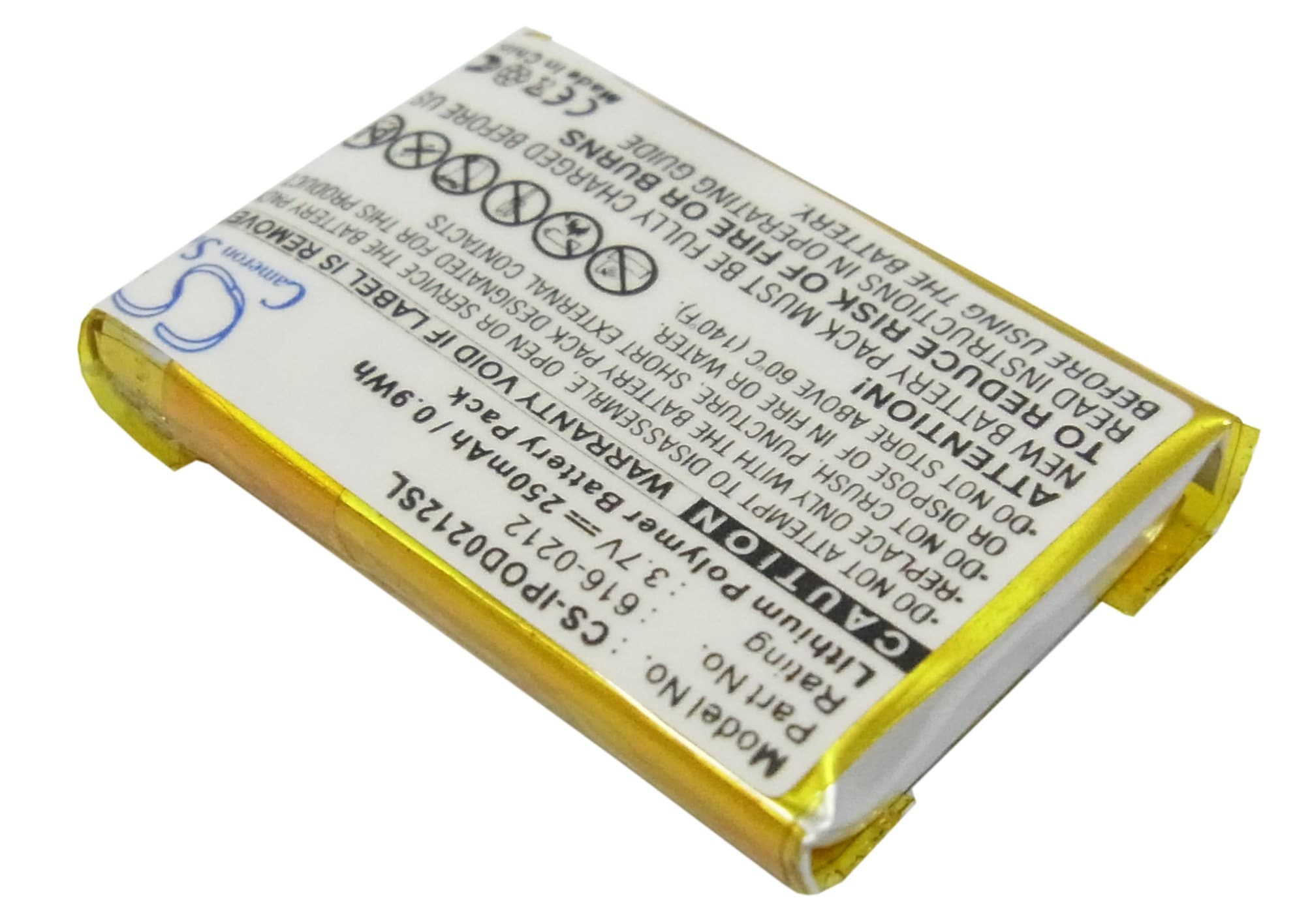 Mediespillerbatteri for Apple iPOD Shuffle, iPOD Shuffle MB523LL/A og andre.