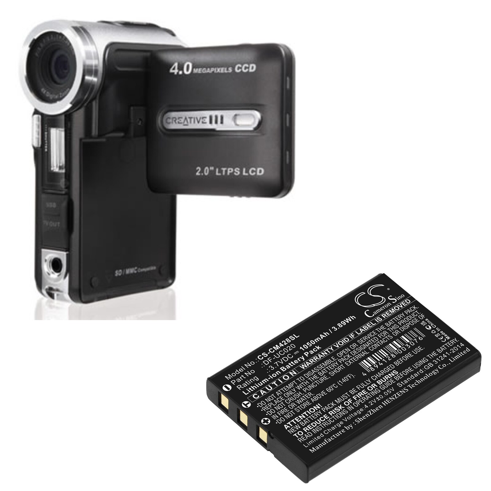 Media Player-batteri for Creative DiVi CAM 428 bærbar MP3-spiller