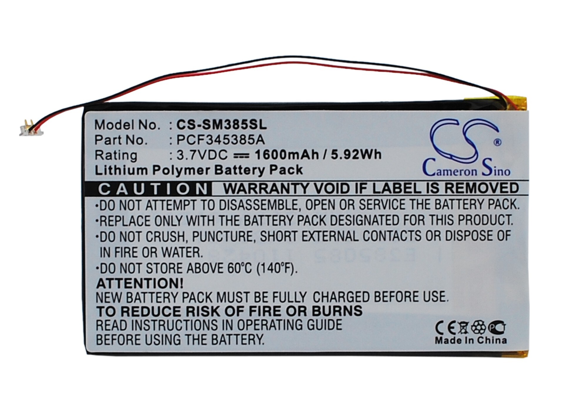 Batteri til mediespiller for Samsung Napster MP3-spiller, YP106G, PMPSGY910 osv.