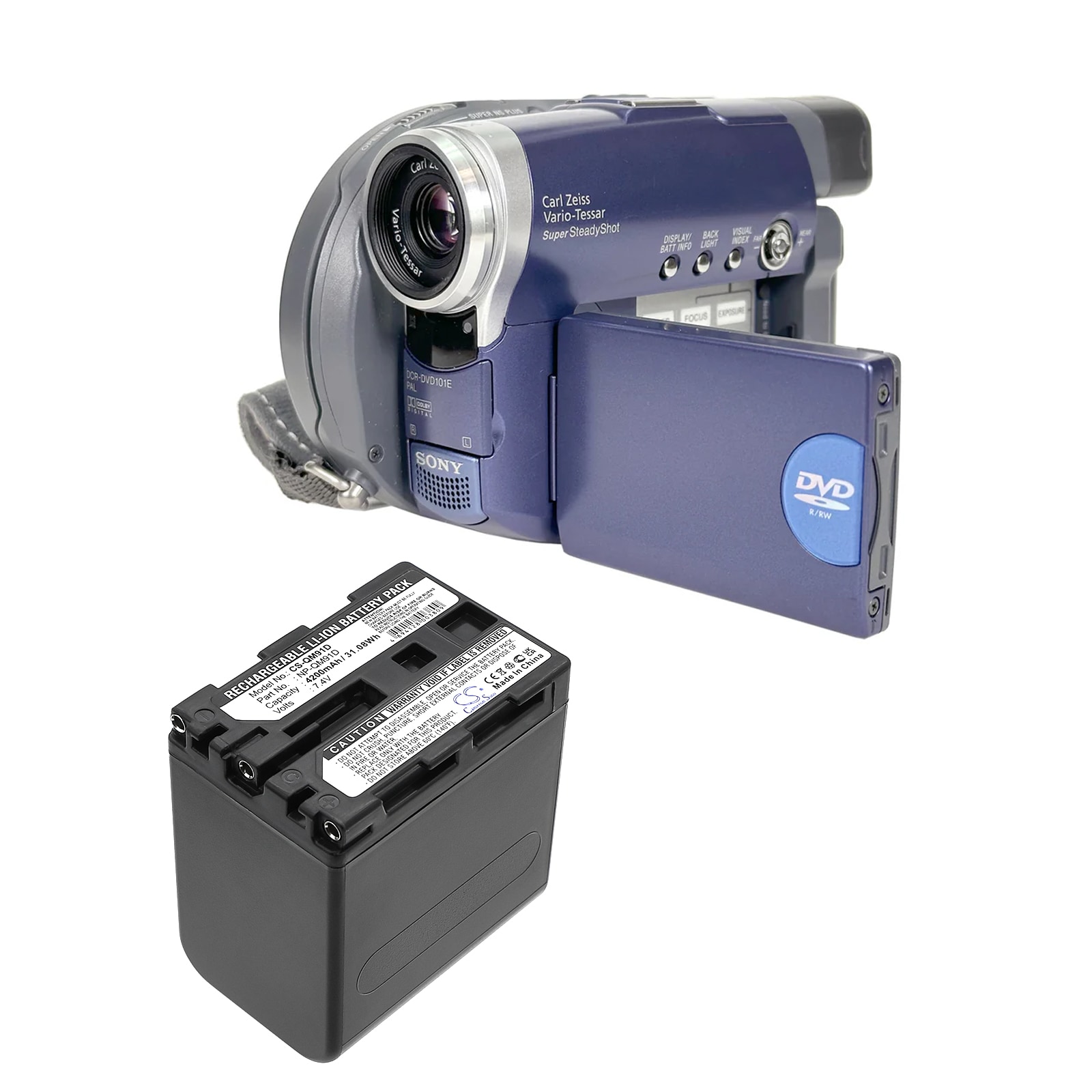 Batteri til kamera for Sony DCR-DVD101, DCR-TRV730, CCD-TRV208 osv.