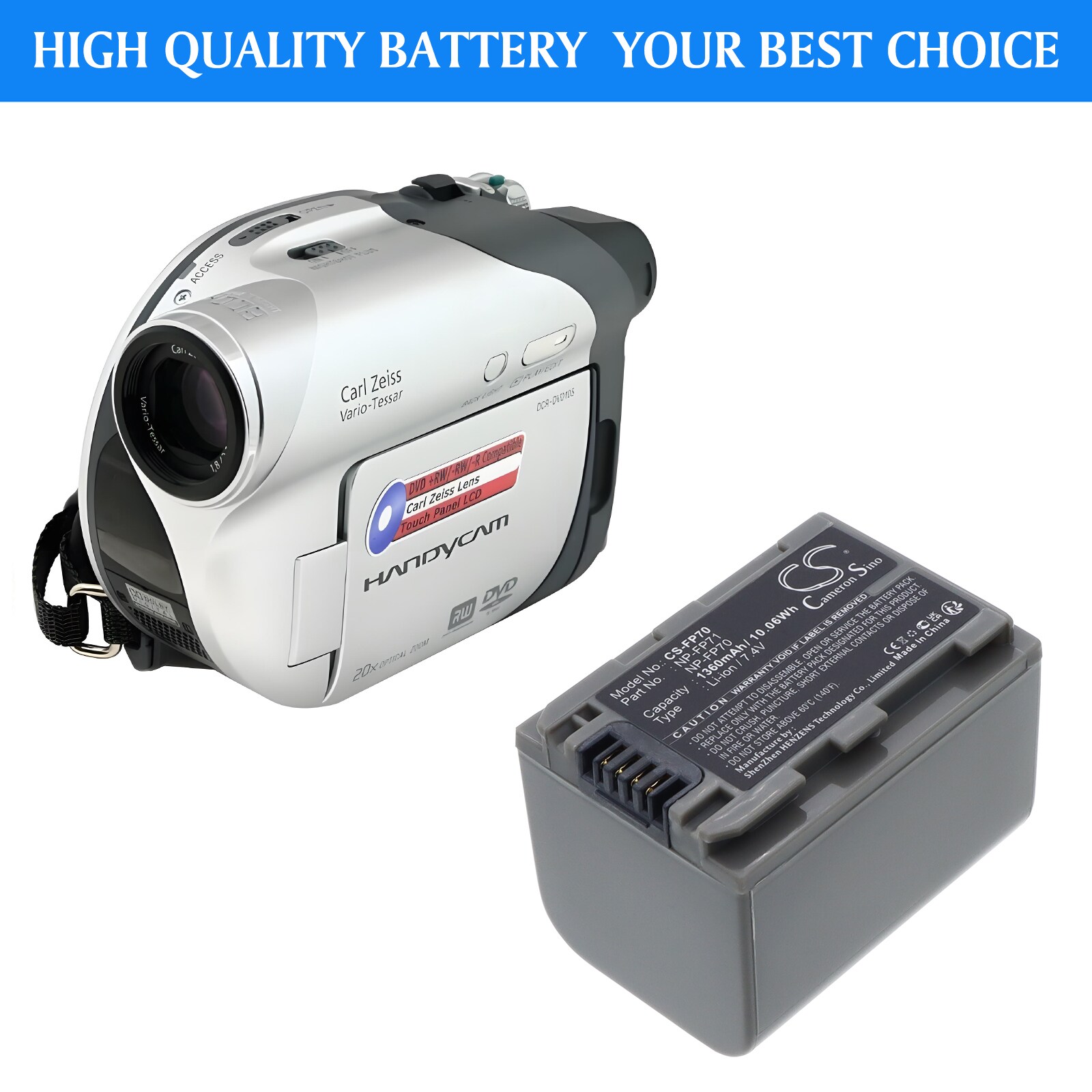 Batteri til kamera for Sony DCR-HC96, DCR-HC46, DCR-HC26 osv.