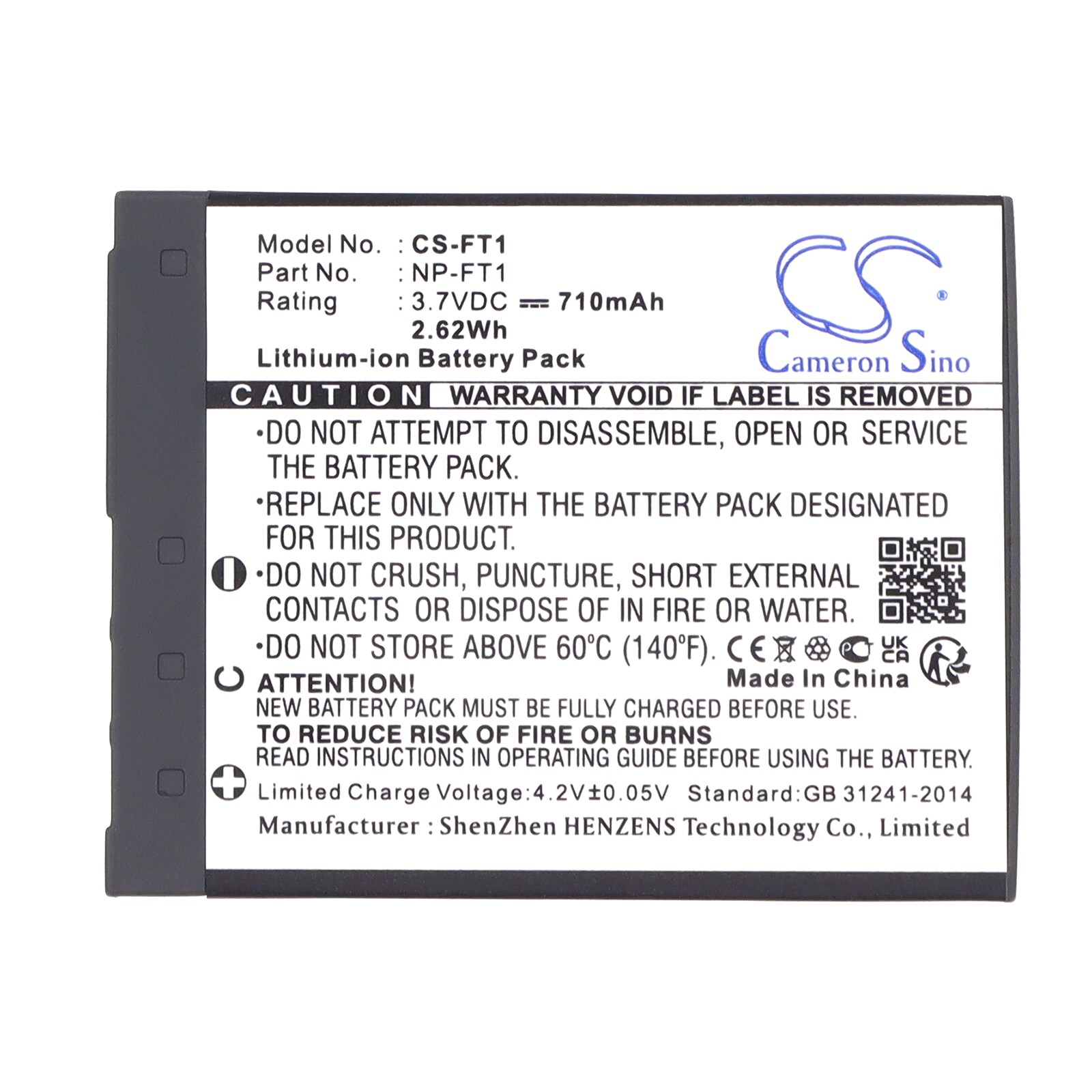 Batteri til kamera for Sony Cyber-shot DSC-T3, Cyber-shot DSC-L1/L osv.