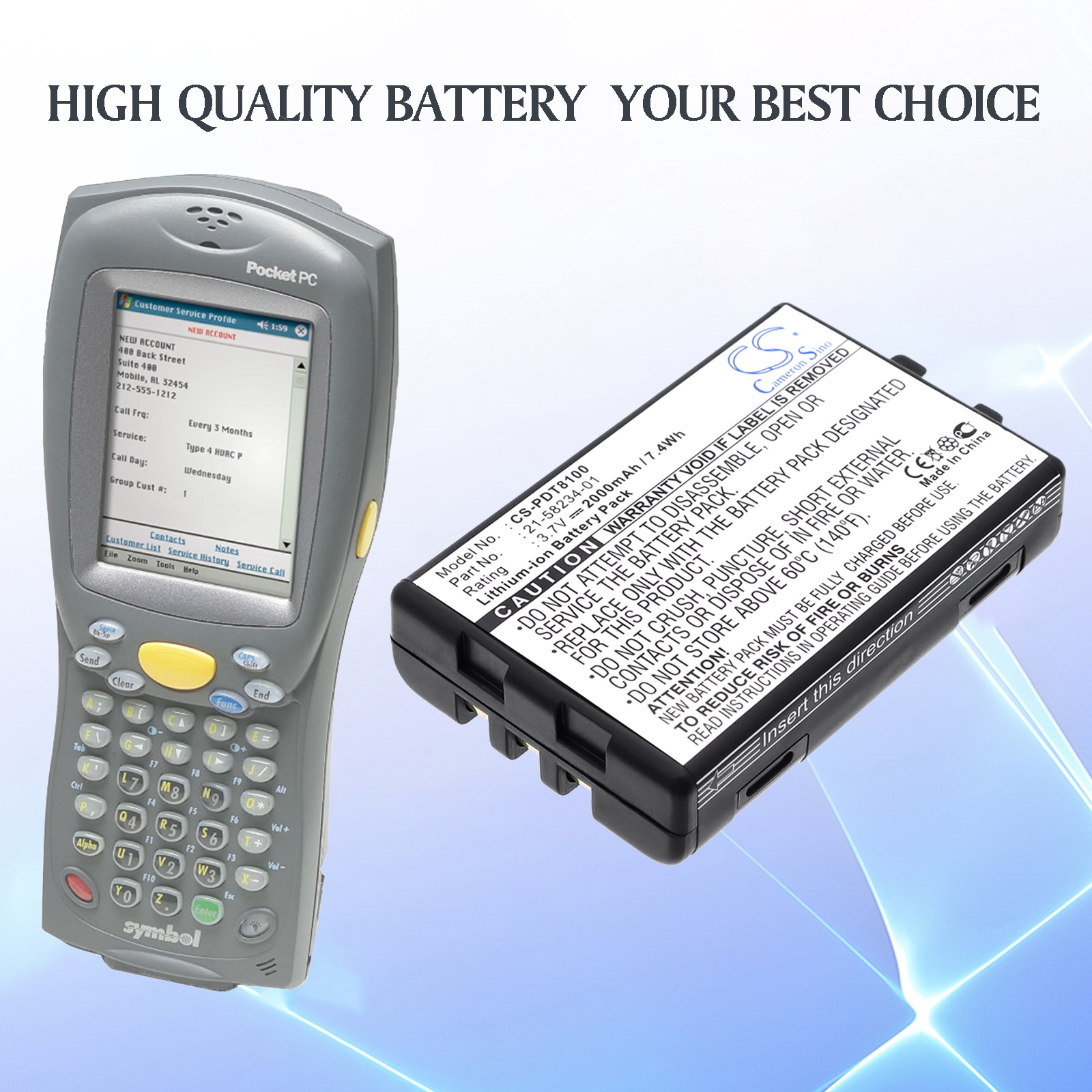 Batteri til strekkodeskanner for Symbol PDT8100, PDT8133, PDT8137 og andre