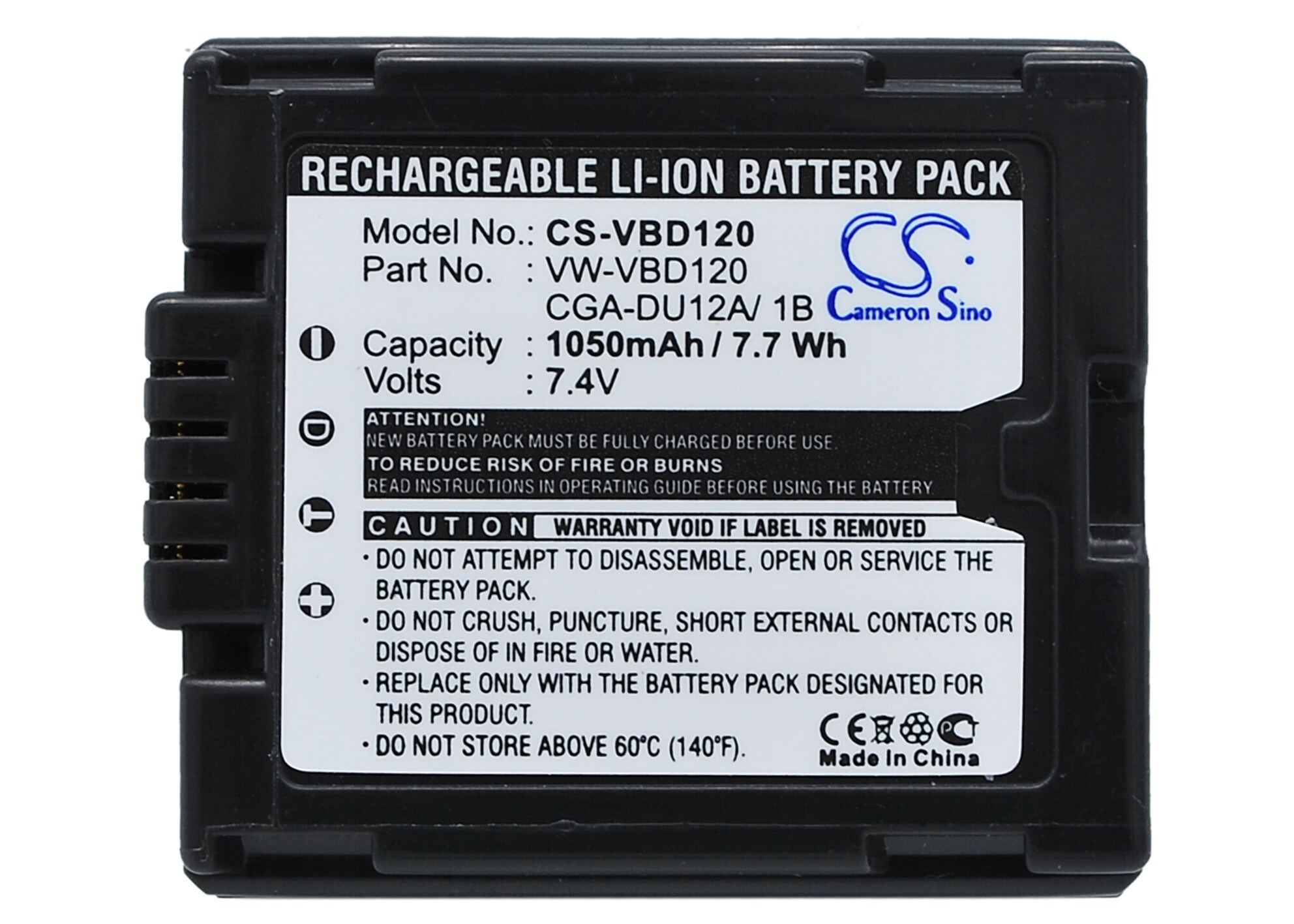 Batteri til kamera for Panasonic NV-GS10, NV-GS10B, NV-GS10EG og andre.