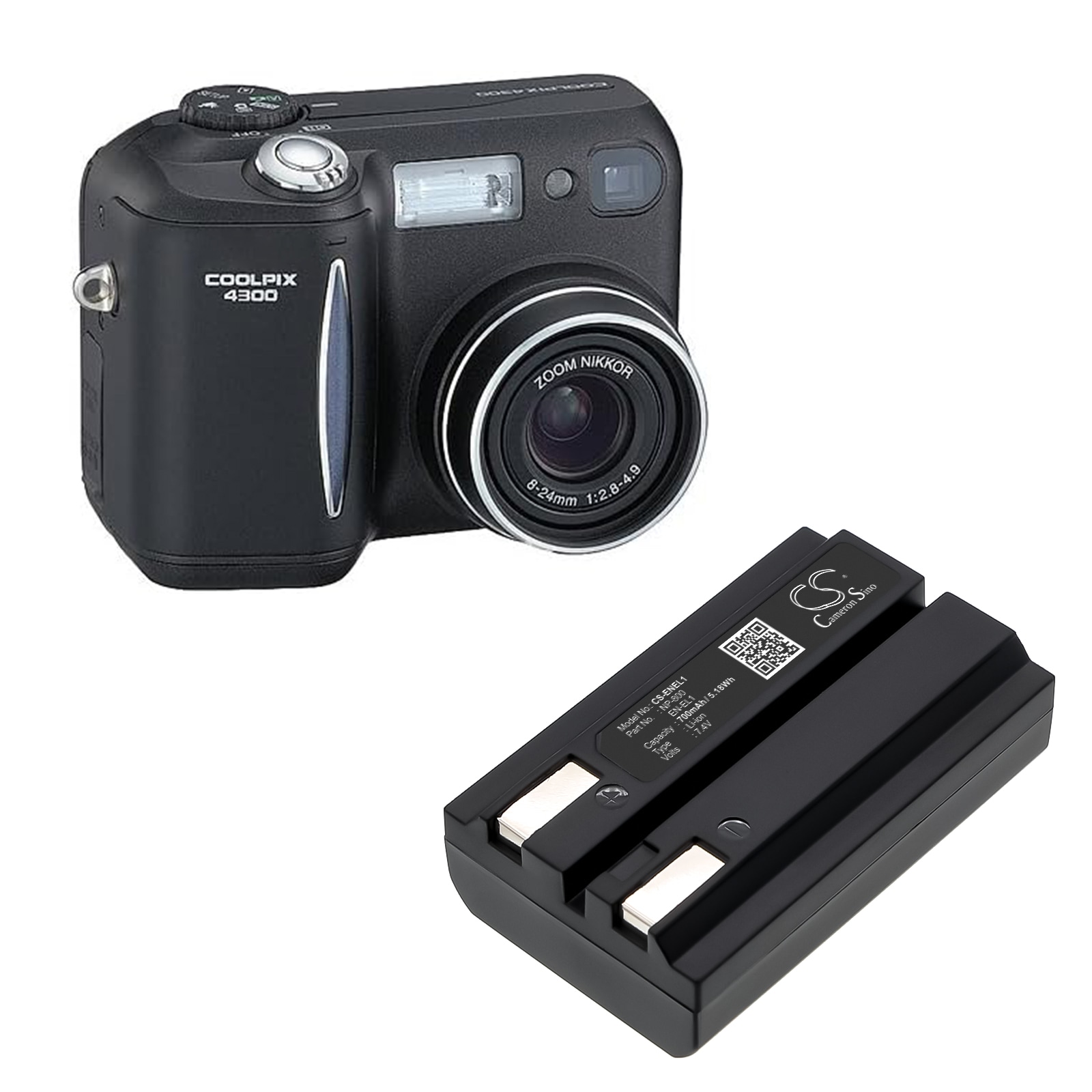 Batteri til kamera for NIKON Coolpix 4300, Coolpix 4500, Coolpix 4800 osv.