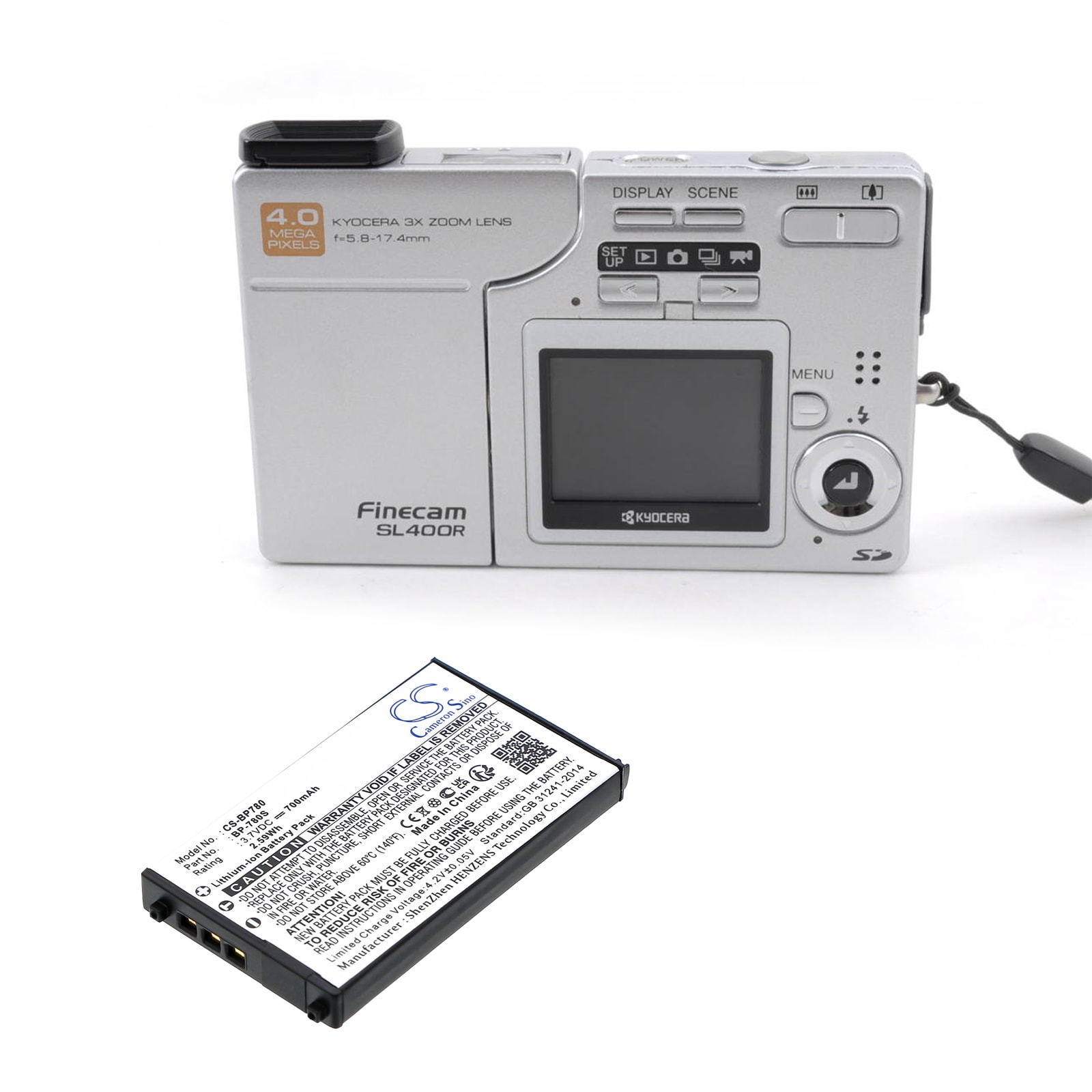 Batteri til kamera for Kyocera CONTAX SL300RT, Finecam SL300R, Finecam SL400R