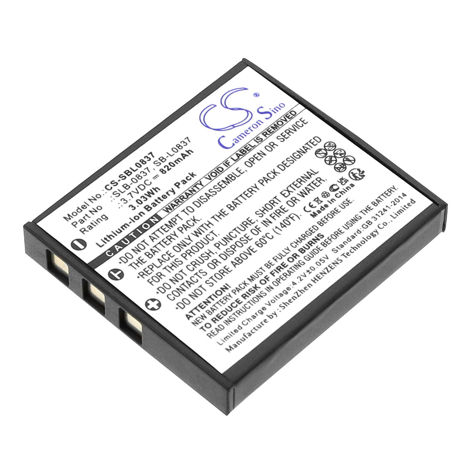 Batteri for kamera for Samsung Digimax i6 PMP, Digimax L50, Digimax L60 og andre.
