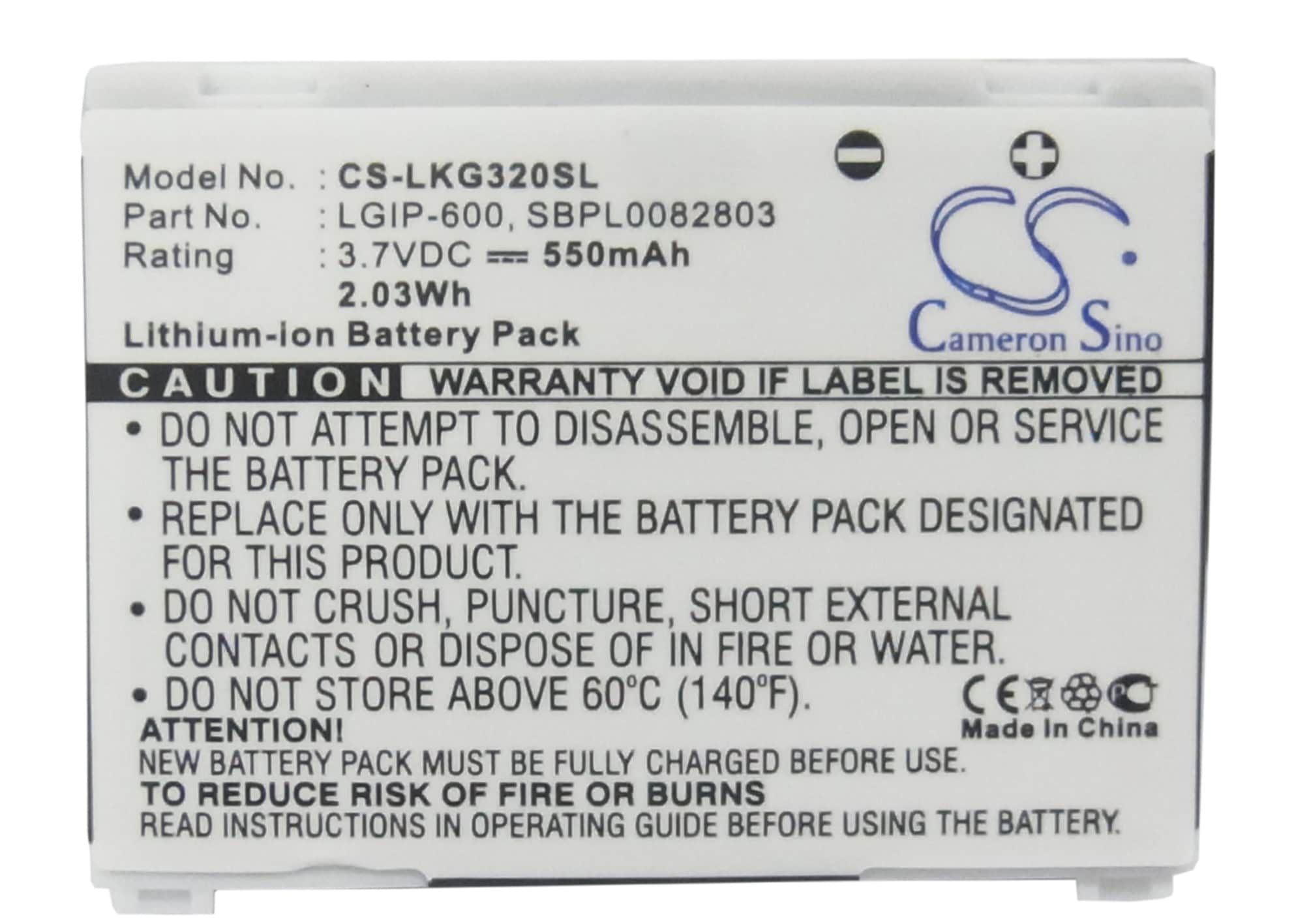 Batteri for SmartPhone, Mobil for LG KG320, KG-320, MG-320c og andre.