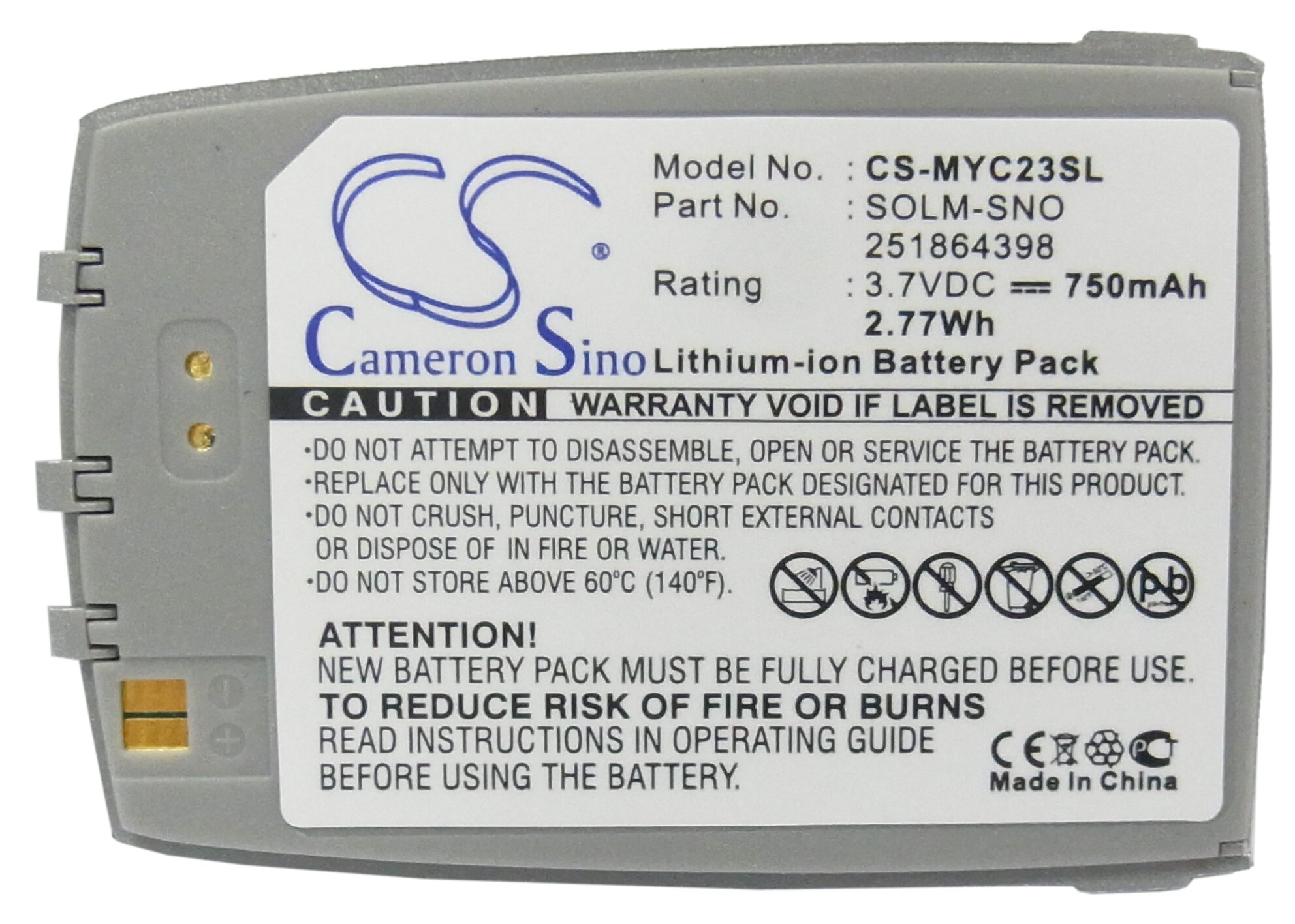 Batteri for SmartPhone, Mobil for Sagem MYC2-3, MYC23