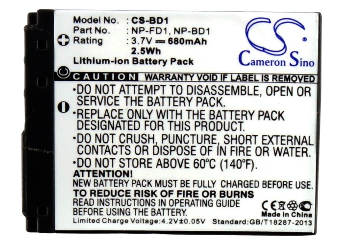 Batteri til kamera for Sony Cyber-shot DSC-T200/B, Cyber-shot DSC-T70/S osv.