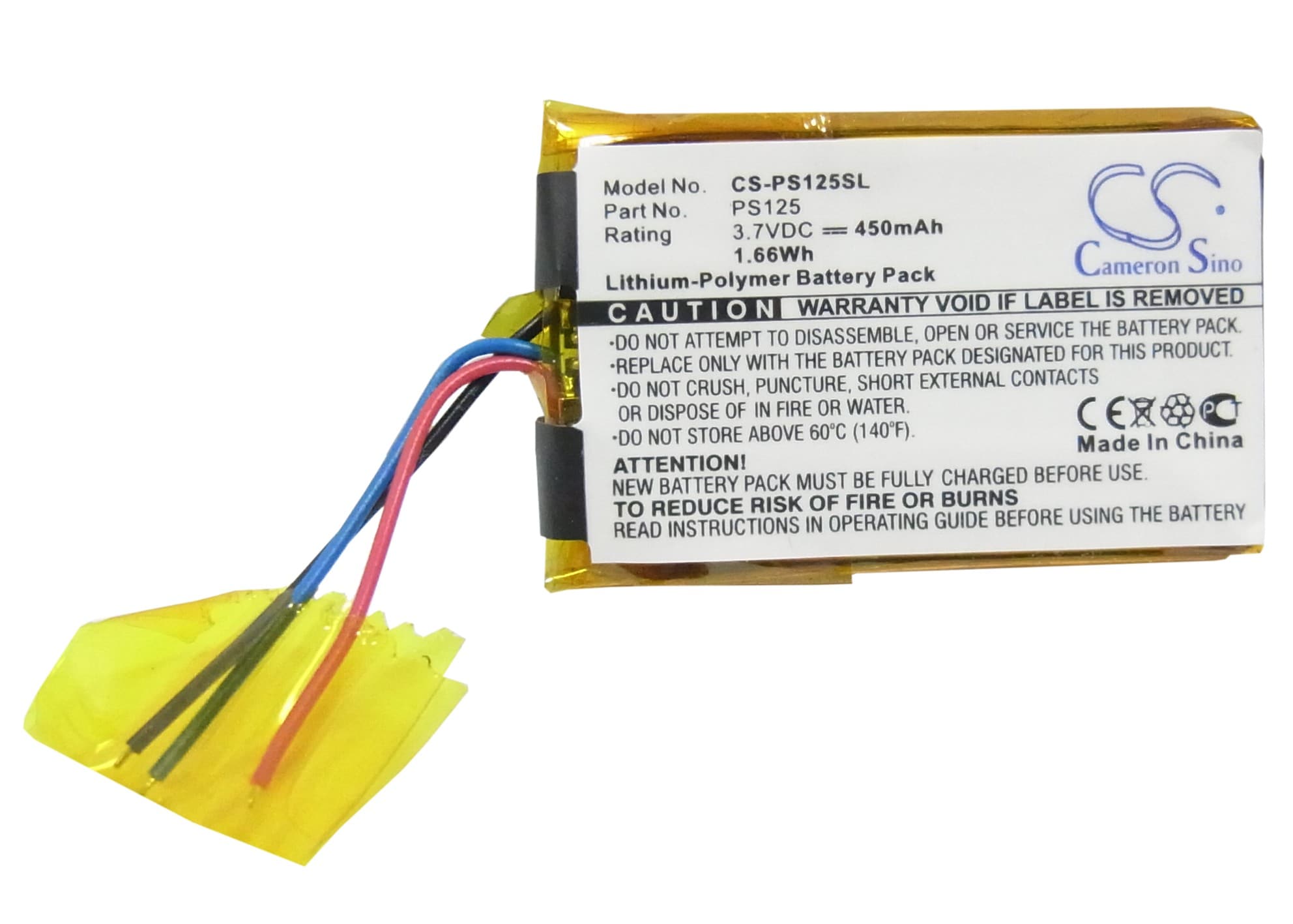 Batteri for mediespiller for Philips GoGear SA3115, GoGear SA3125, GoGear SA3137 og andre.