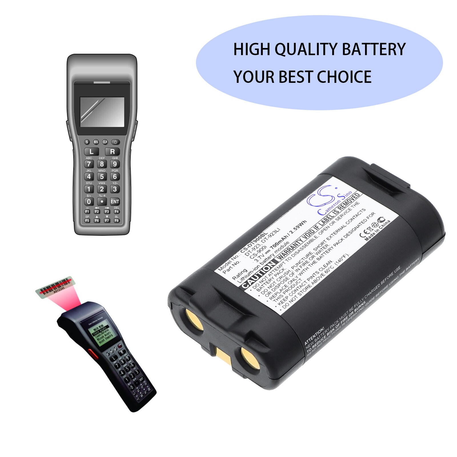 Batteri til strekkodeskanner for Casio DT-900, DT-900M, DT-900M50 osv.