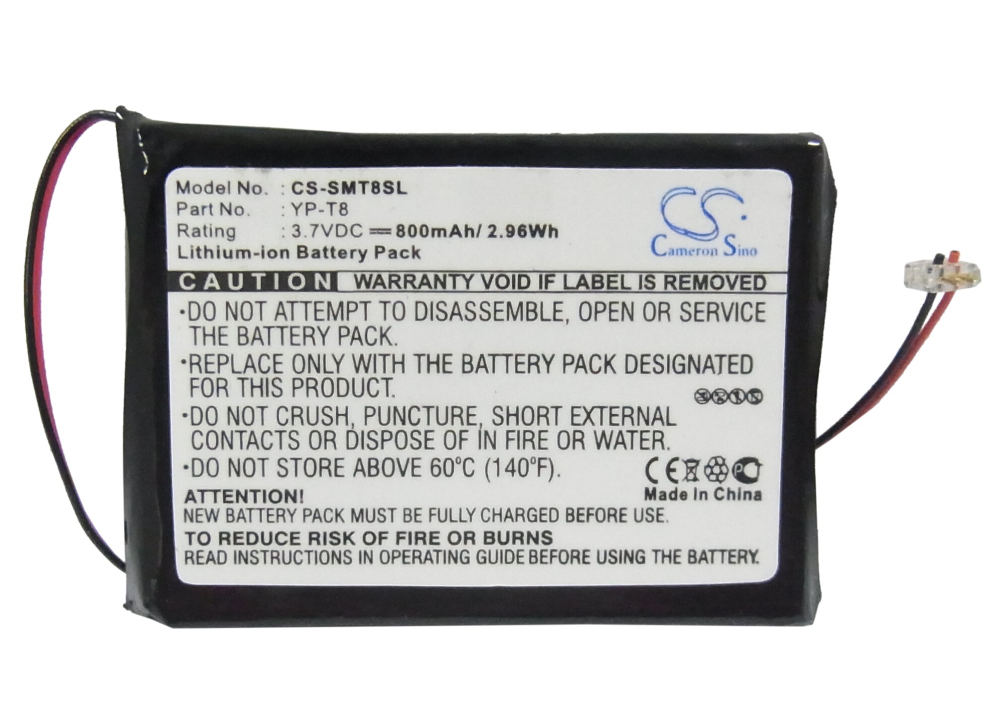 Batteri for mediespiller for Samsung YP-T8
