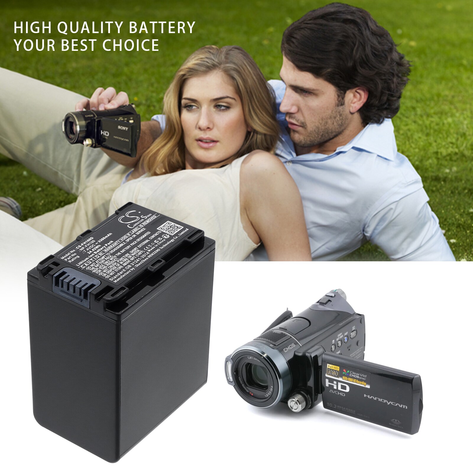 Batteri til kamera for Sony DCR-DVD908E, DCR-HC47, HDR-HC7E og andre.