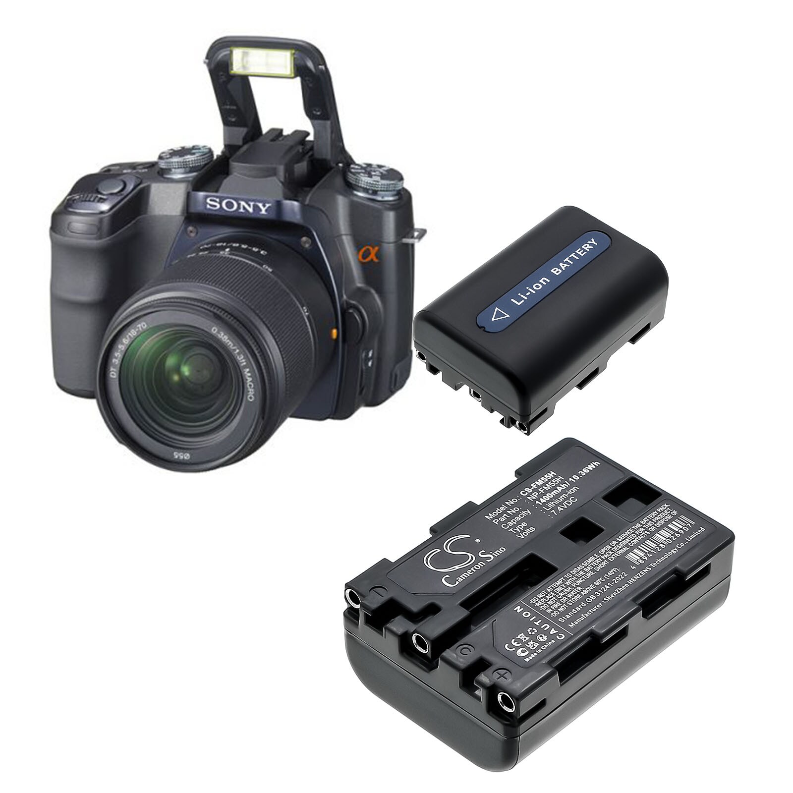 Batteri til kamera for Sony DSLR-A100W/B, DSLR-A100K, DSLR-A100 og andre