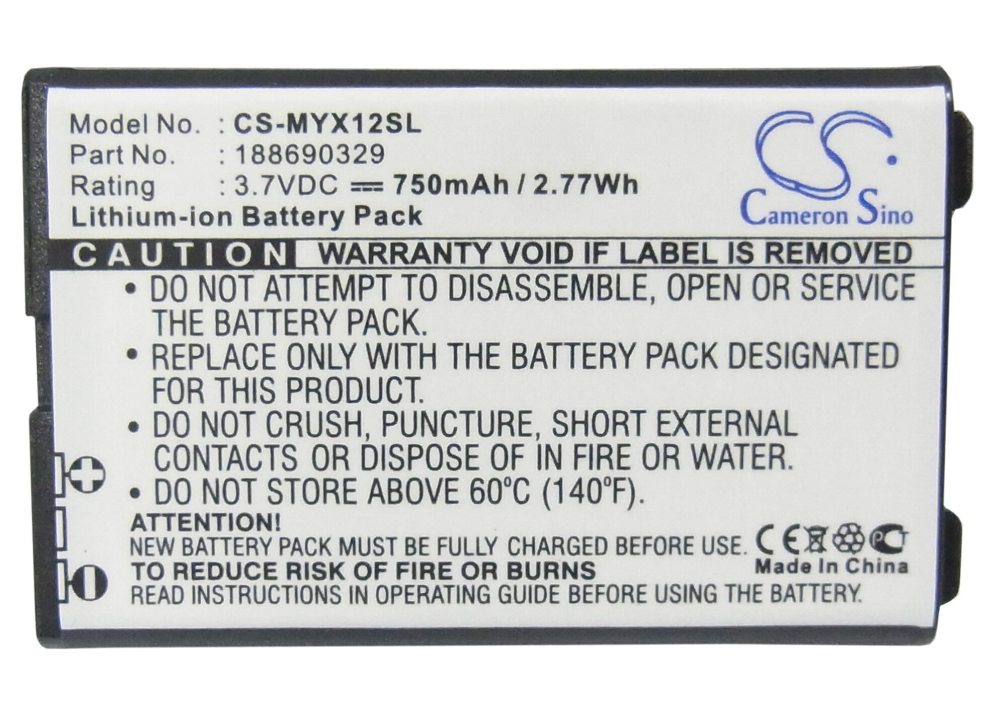 Batteri for smarttelefon, mobil for Sagem MYX1-2, X6, MYX1-2 Trio