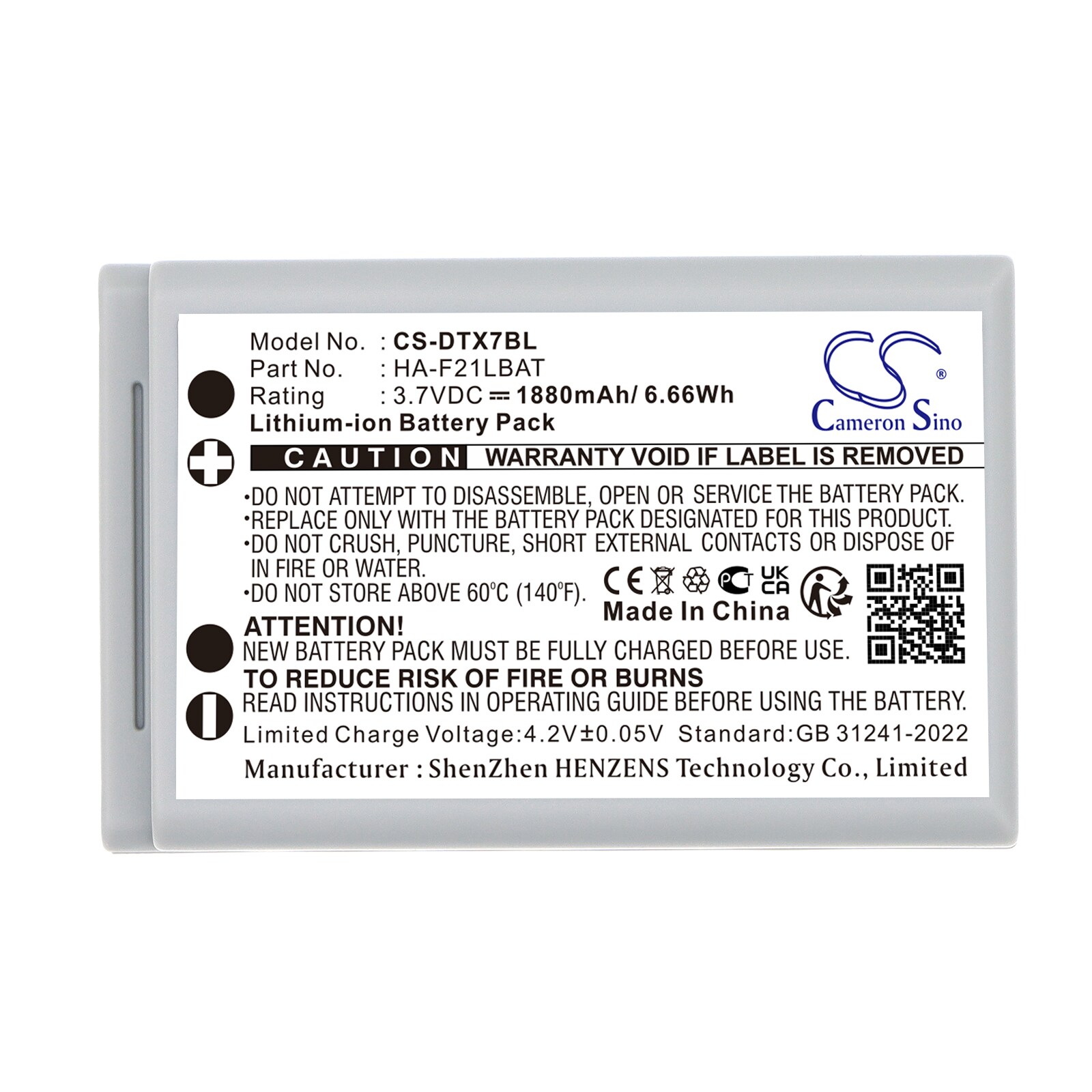 Batteri til strekkodeskanner for Casio DT-X7, DT-X7M10E, DT-X7M10R